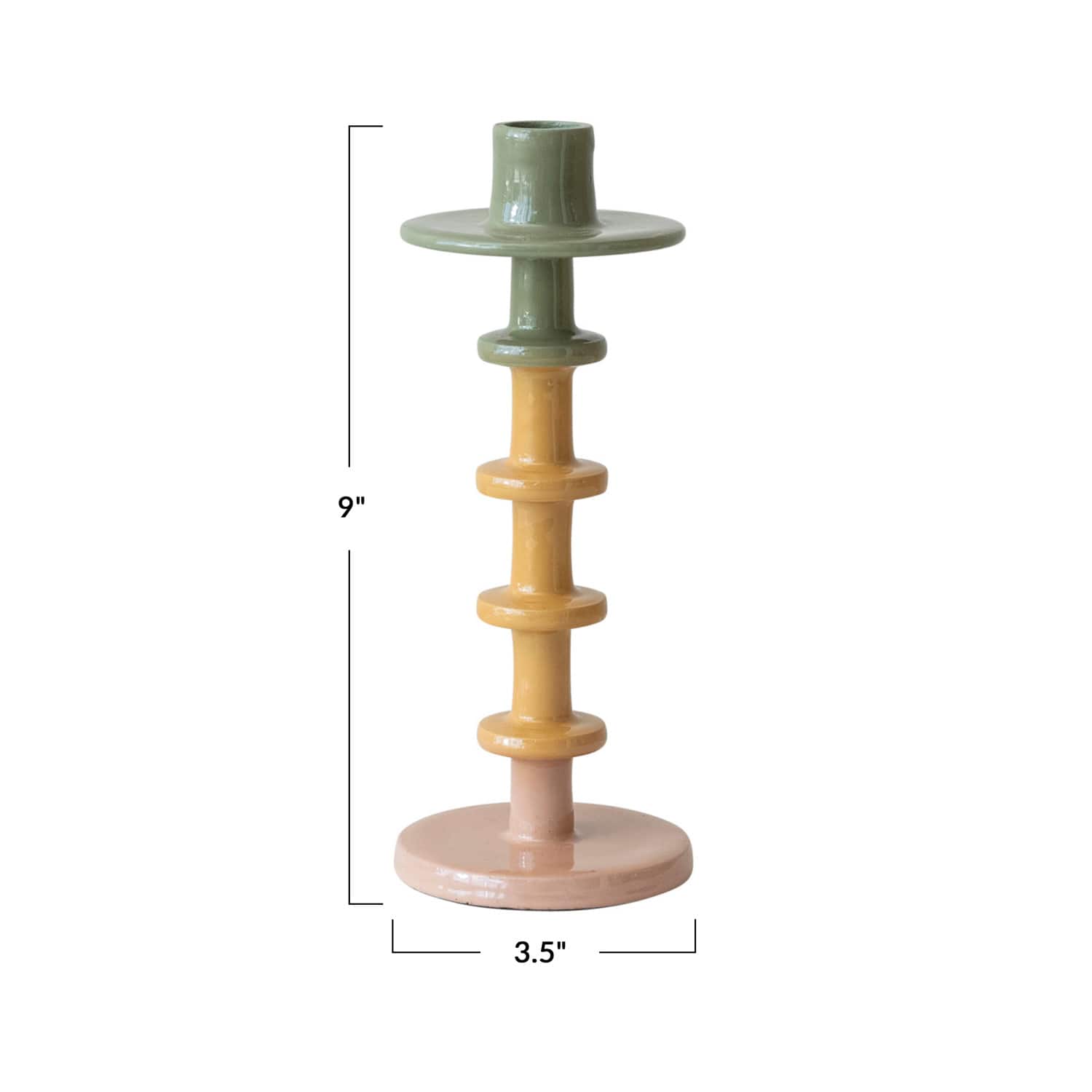 Hello Honey® 9" Enameled Decorative Metal Taper Candle Holder