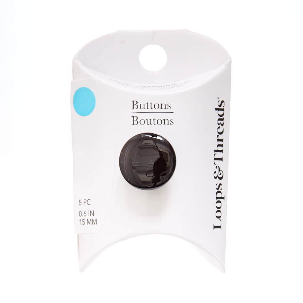 15mm Black Radial Shank Round Buttons, 5ct. by Loops & Threads®