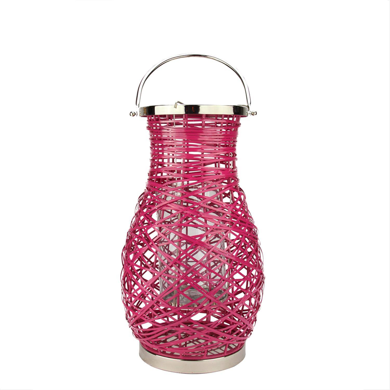 Decorative Woven Iron Pillar Candle Lantern By Northlight in Fuchsia | 18.5" x 11" | Michaels®