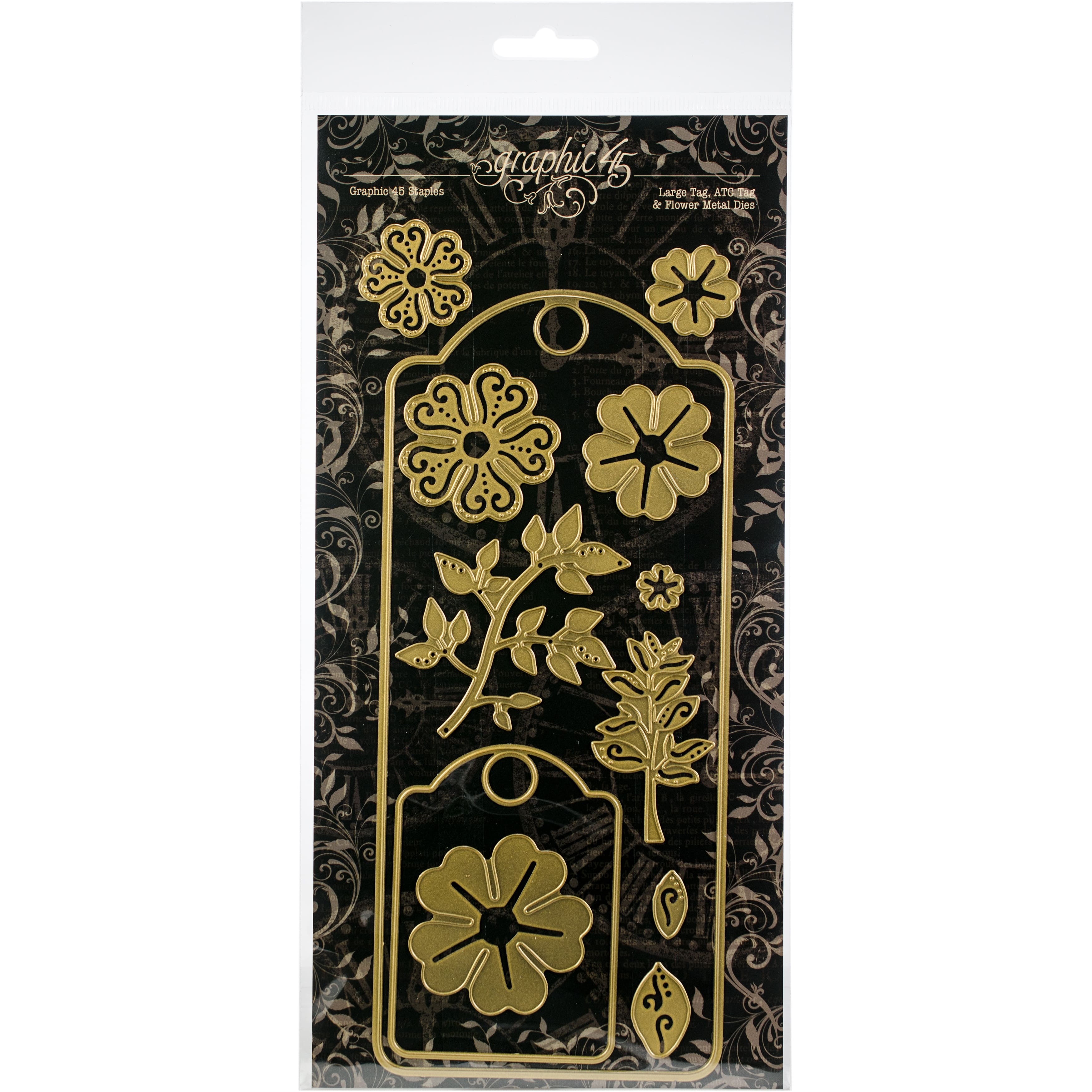 Graphic 45 Staples Dies-Large Tag, ATC Tag & Flower