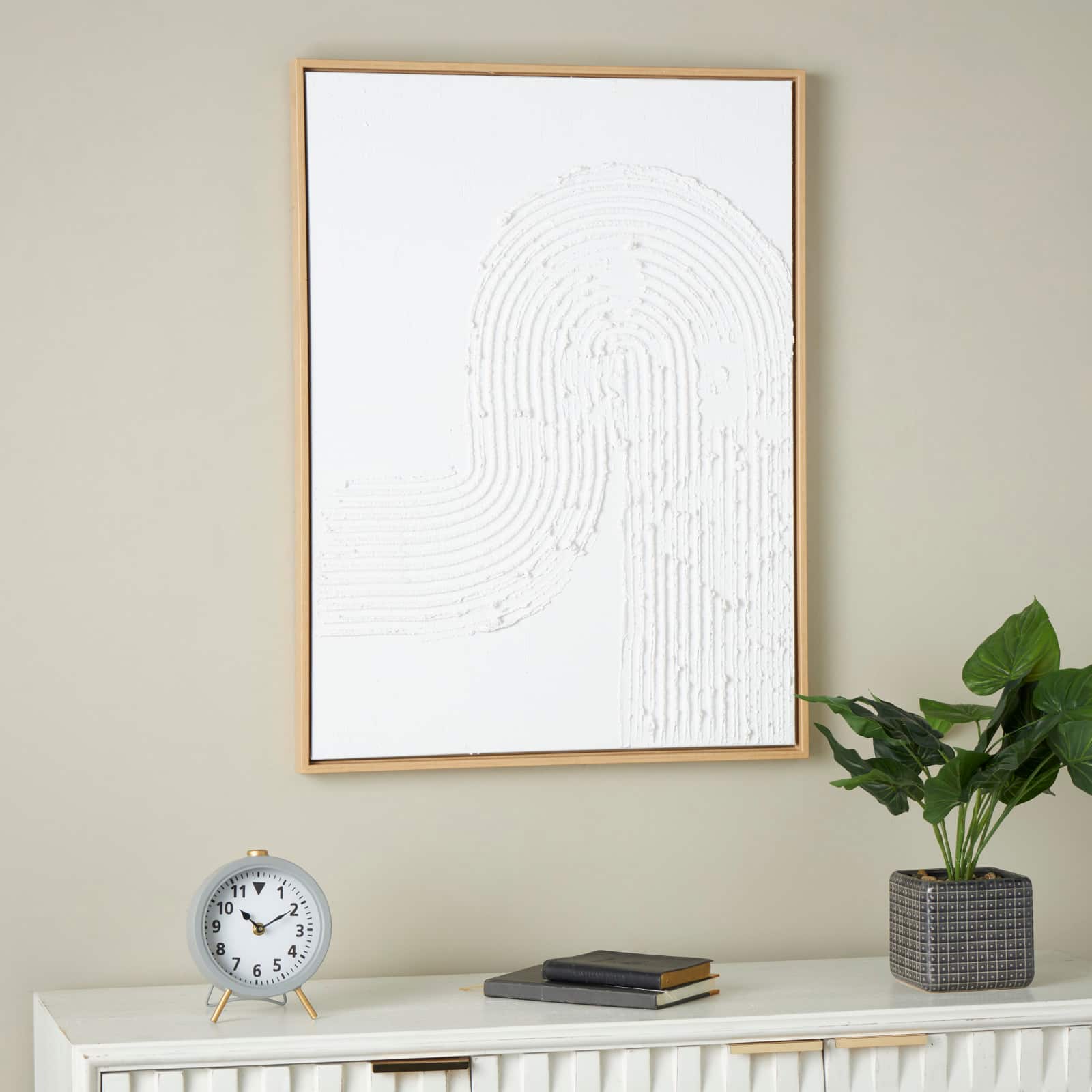 24" x 32" White Canvas Framed Wall Art