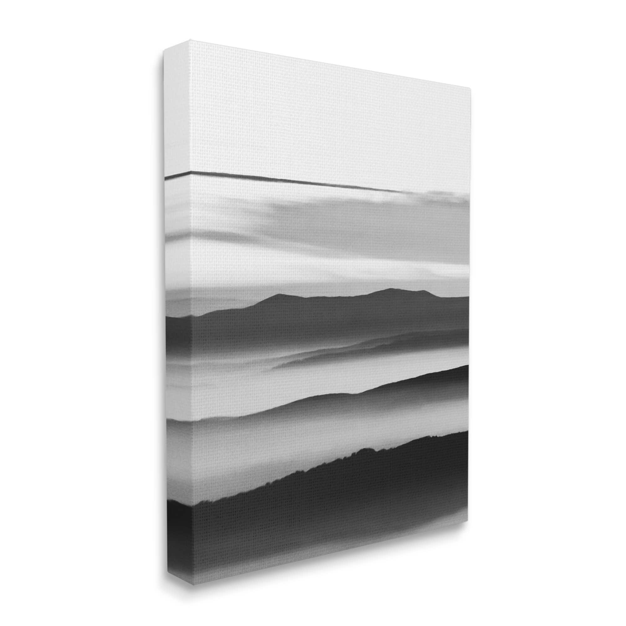 Stupell Industries Misty Clouds Eerie Mountain Landscape Black White Canvas Wall Art