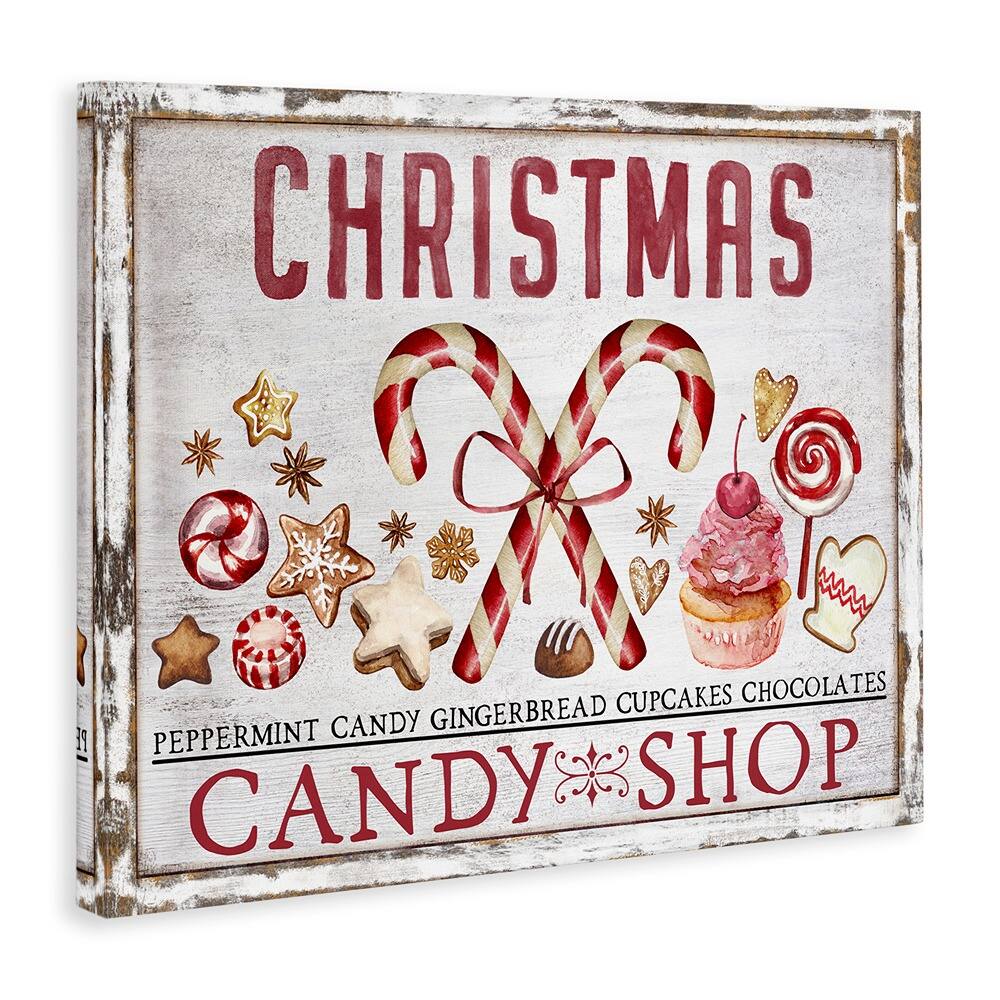 Stupell Industries Candy Shop Christmas Canvas Wall Art