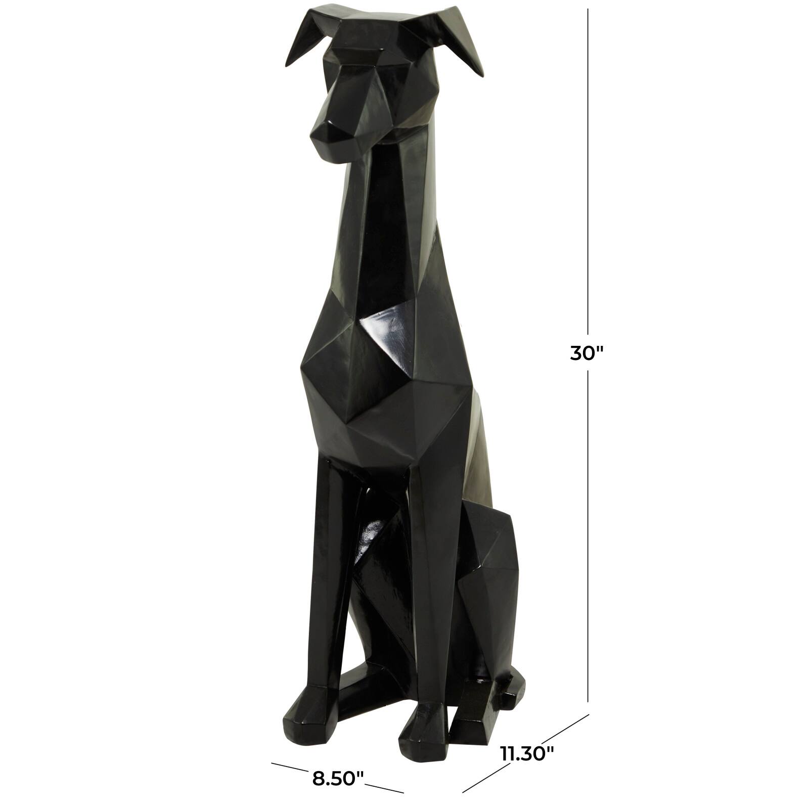 30" Silver Cubist Dog Sculpture