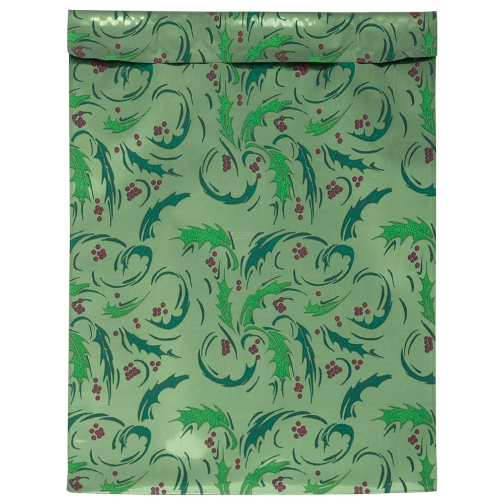 JAM Paper 9" x 12" Green Mistletoe Foil Open Envelopes with Self Adhesive Closure, 25ct.