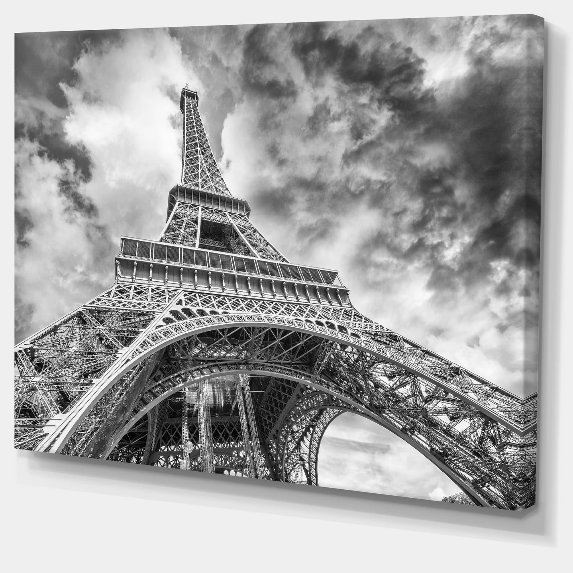 Designart - Black and White View of Paris Paris Eiffel Tower - Cityscape Canvas Print
