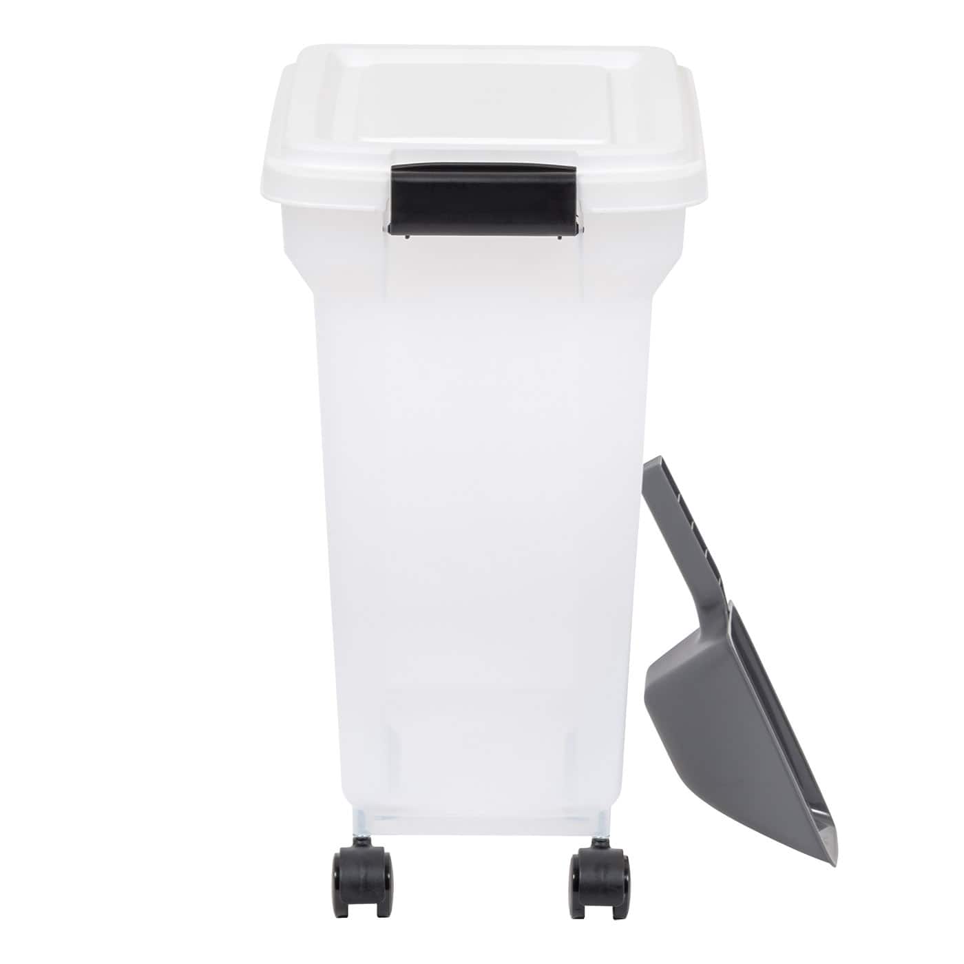 IRIS Clear, White, Black & Dark Gray 28qt. Food Container With Sealed Top & Scoop