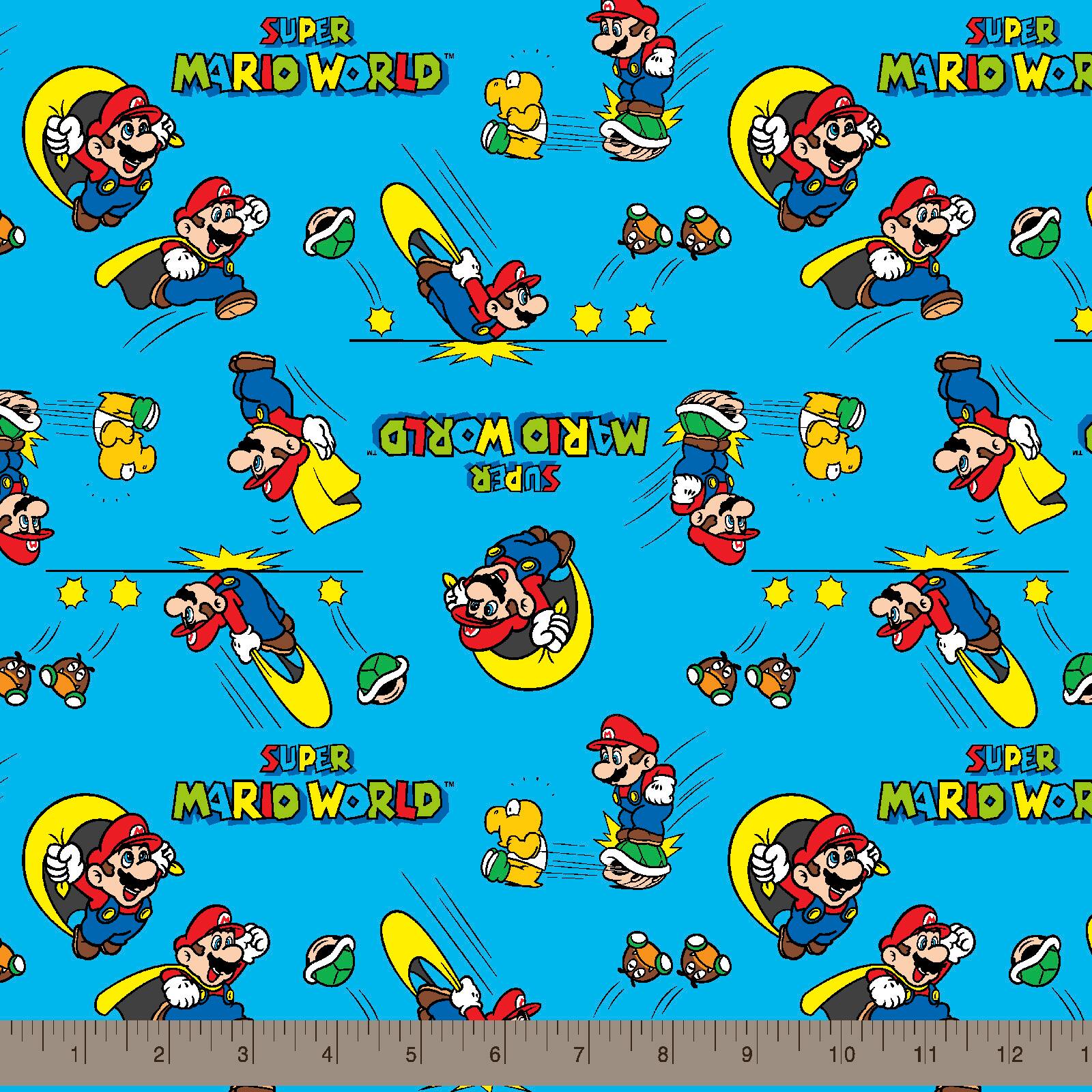 Nintendo® Mario Blue Retro Super Mario World Cotton Fabric
