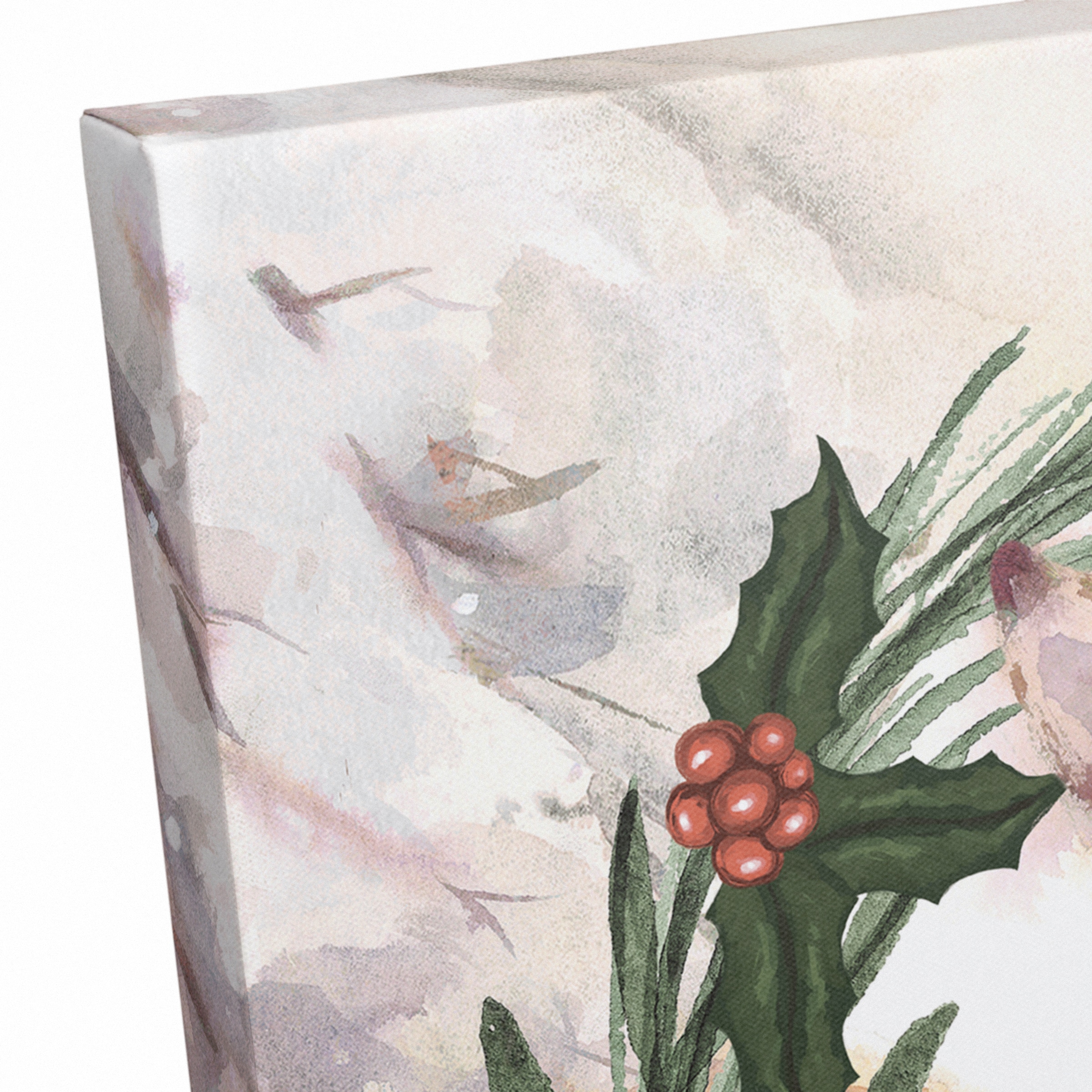 Seasonal Deer Wreath Canvas Wall Art