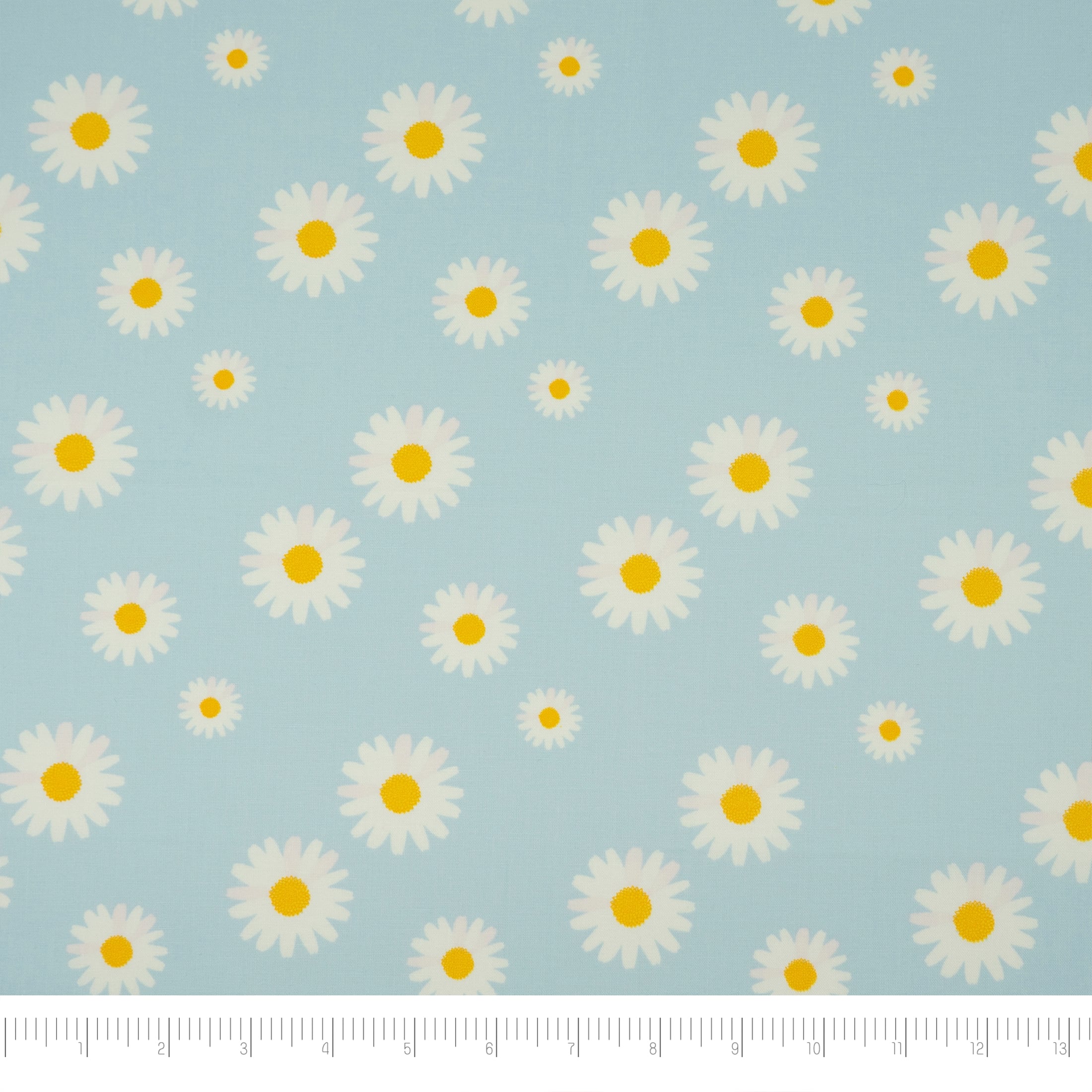 SINGER Daisy Floral Print on Blue Cotton Fabric