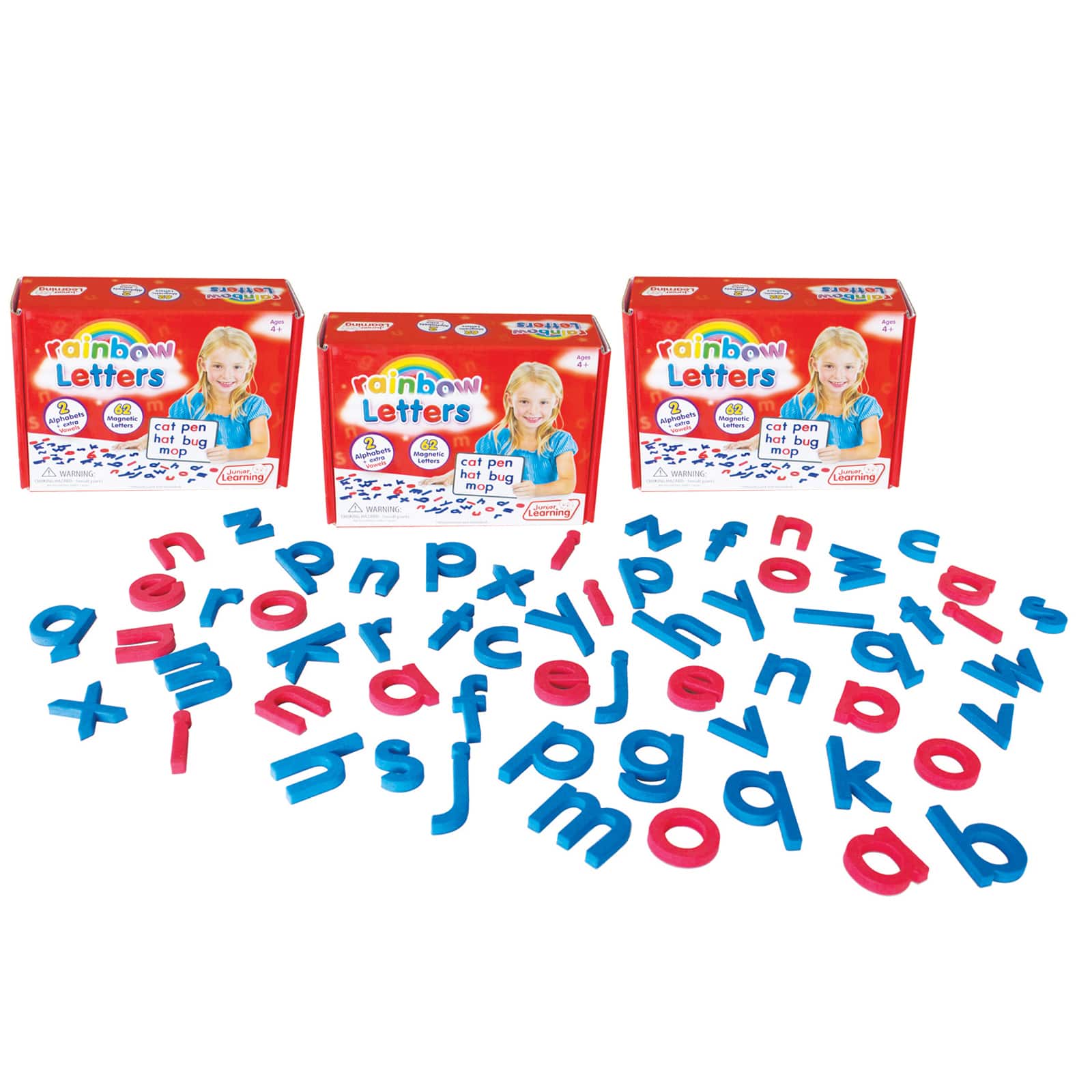 Junior Learning® Magnetic Rainbow Letters, 3 Packs of 62