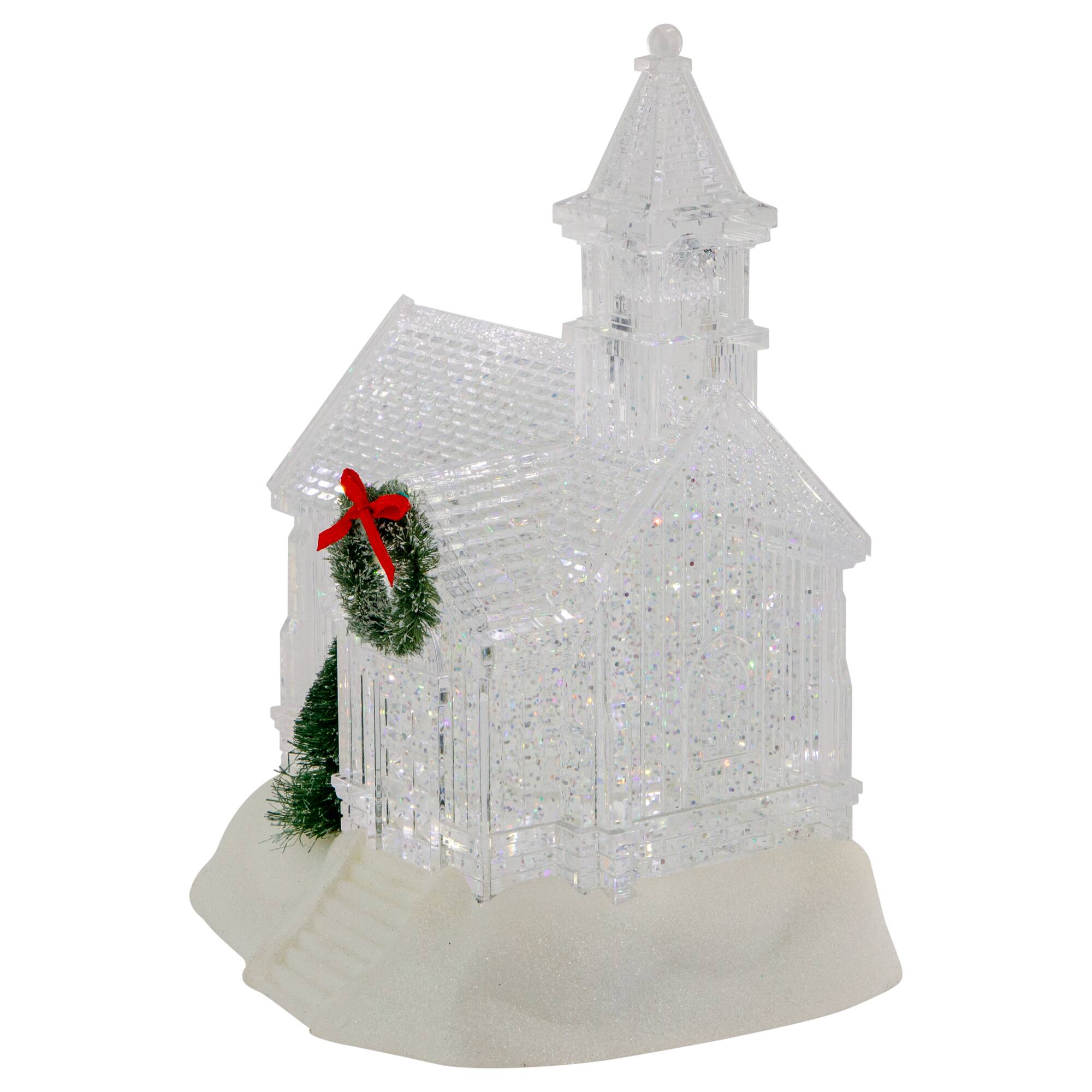9" LED Icy Crystal Glitter Snow Globe Christmas House