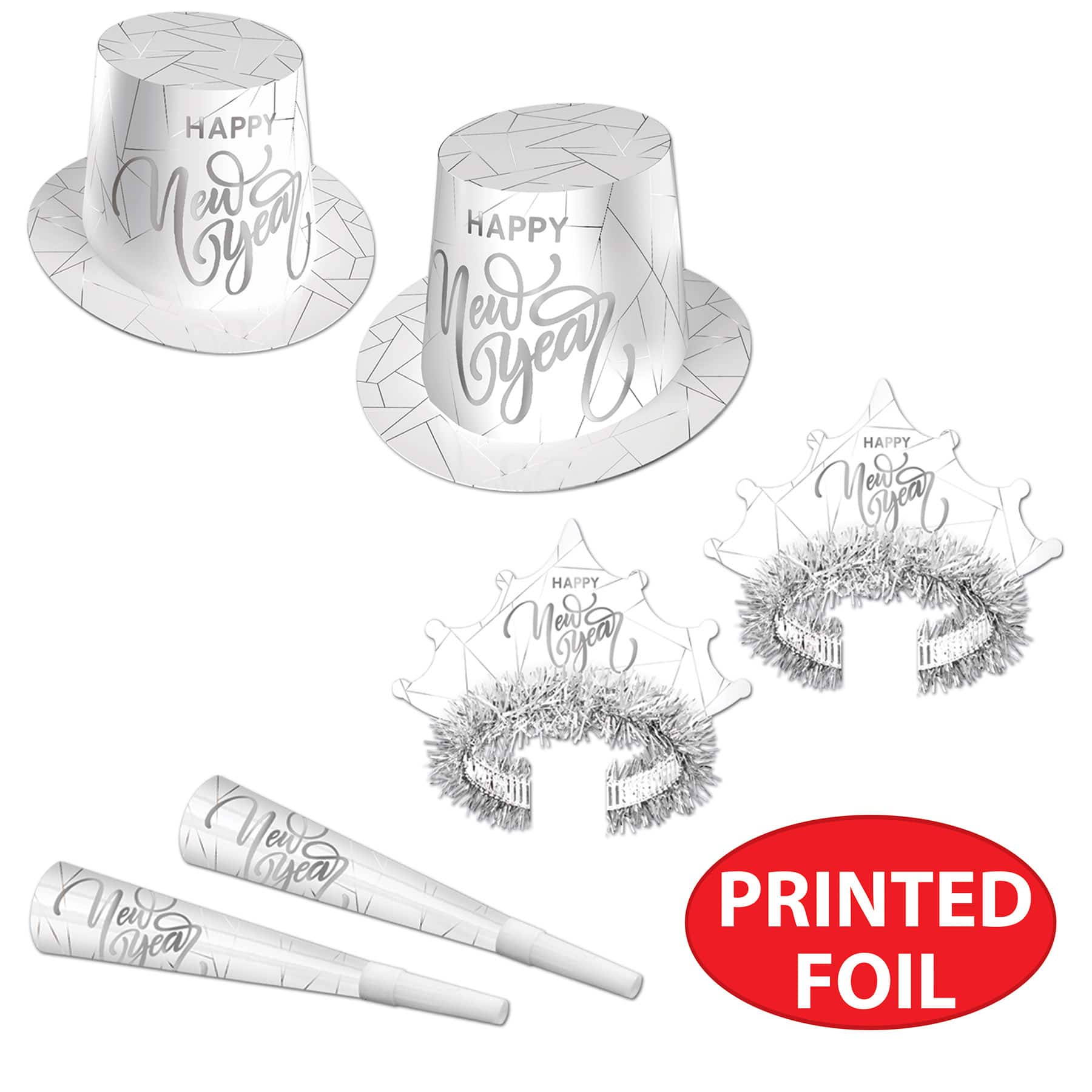 Beistle White & Silver New Year Accessory Kit