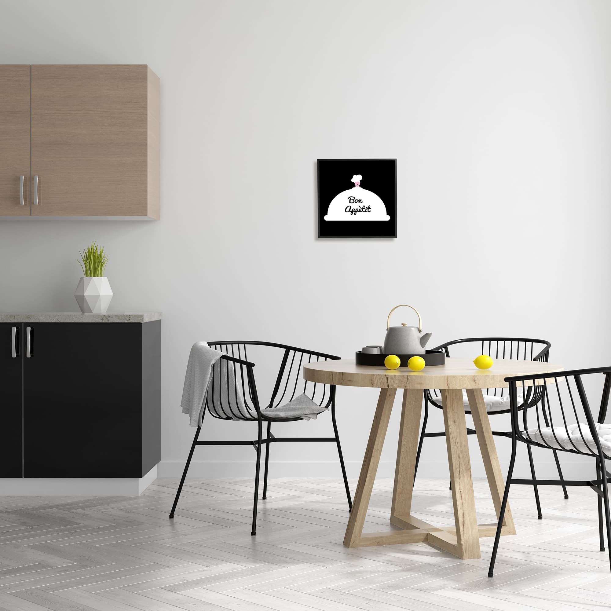 Stupell Industries Bon Appetit Phrase Mustache Chef Modern Design Framed Wall Art