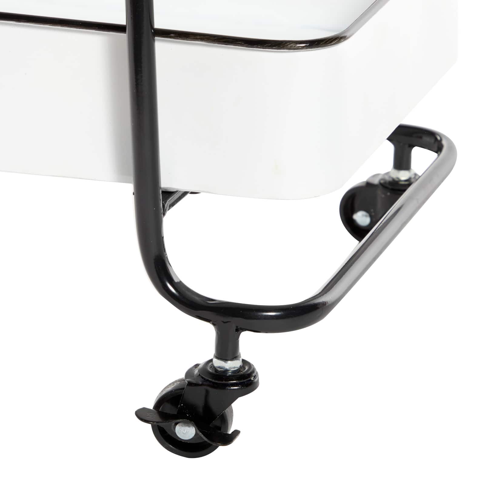 35" White Metal Farmhouse Storage Rolling Cart