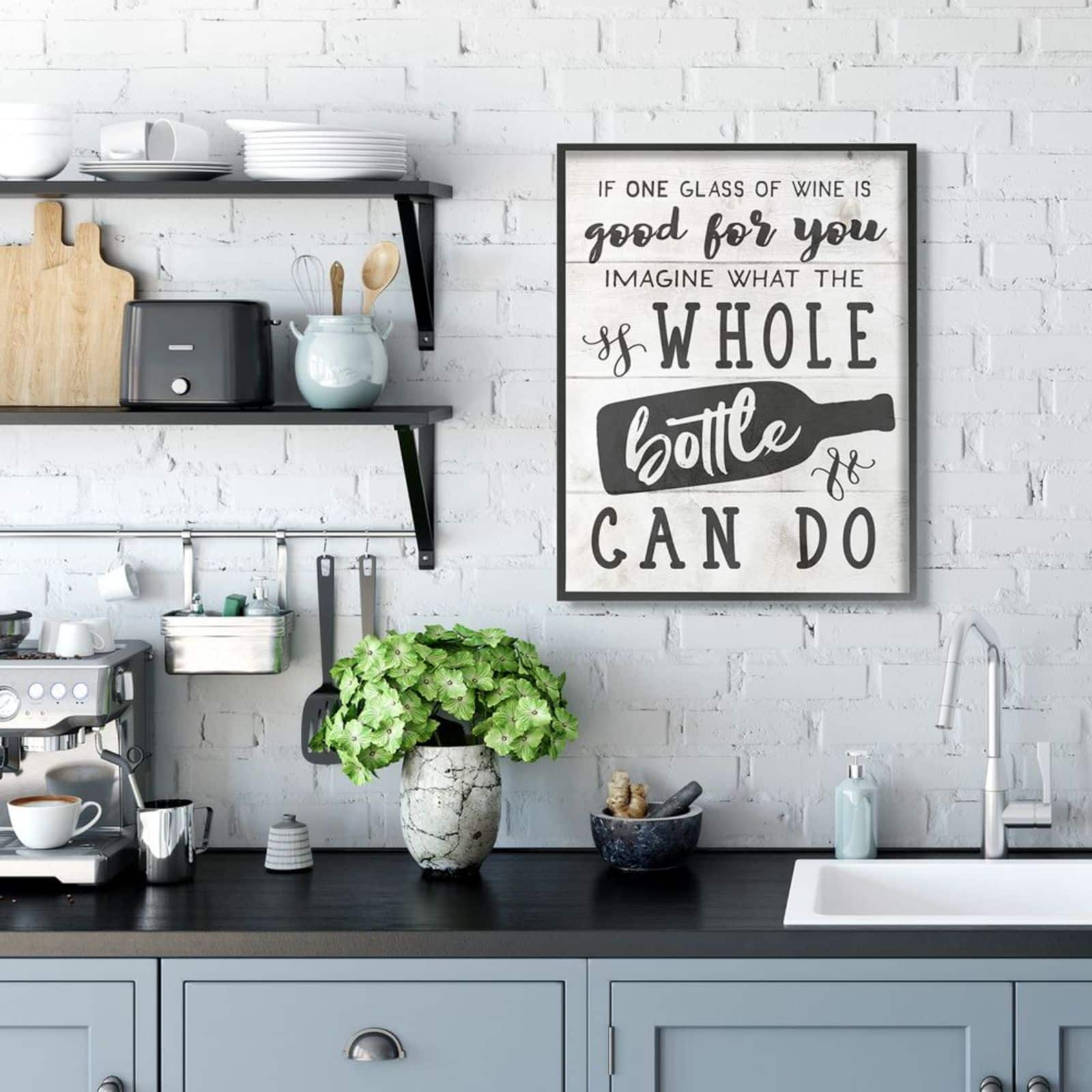 Stupell Industries Bottle of Wine Quote Wall Art in Frame