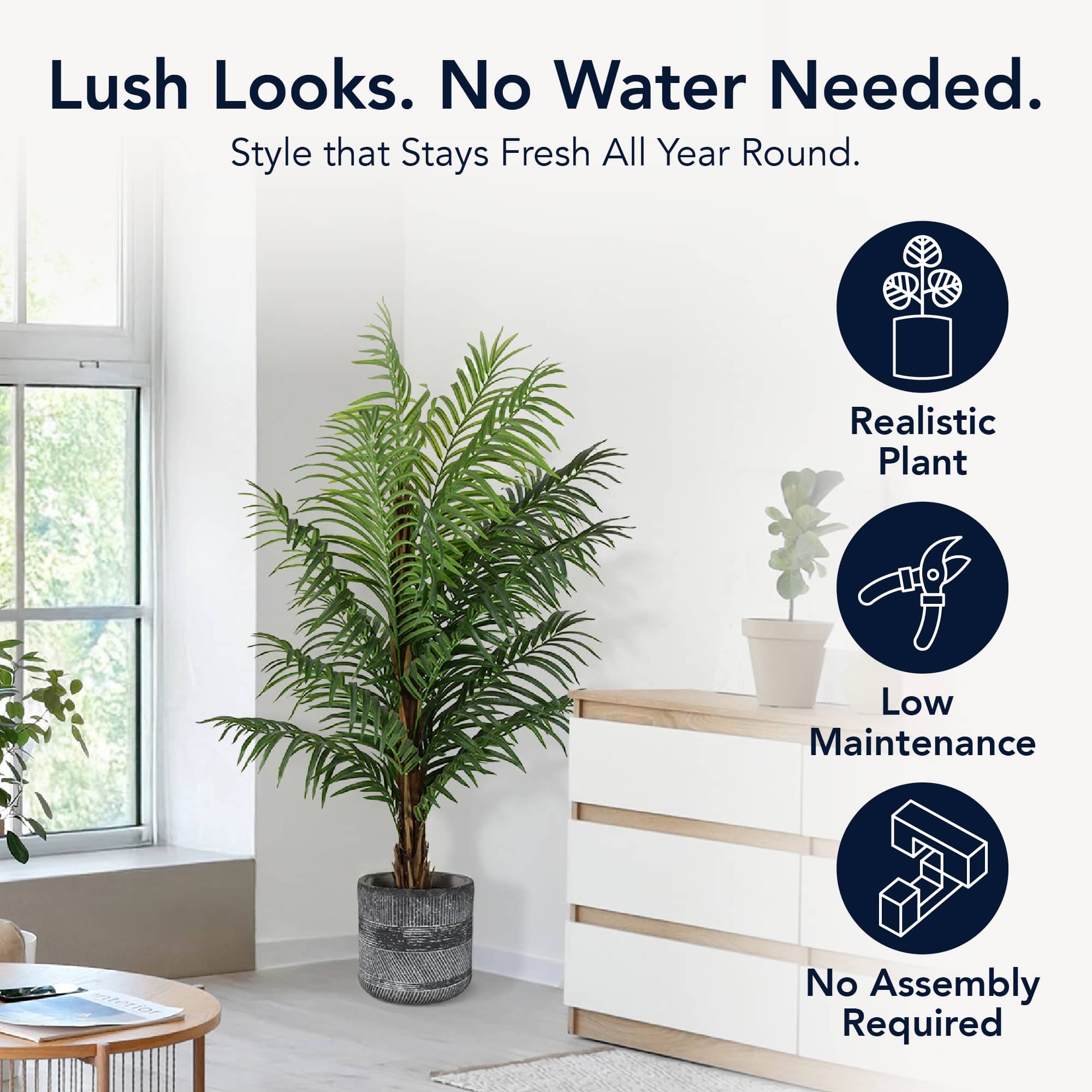 American Art Decor 5ft Artificial Palm Tree in Cement Pot Faux Plant