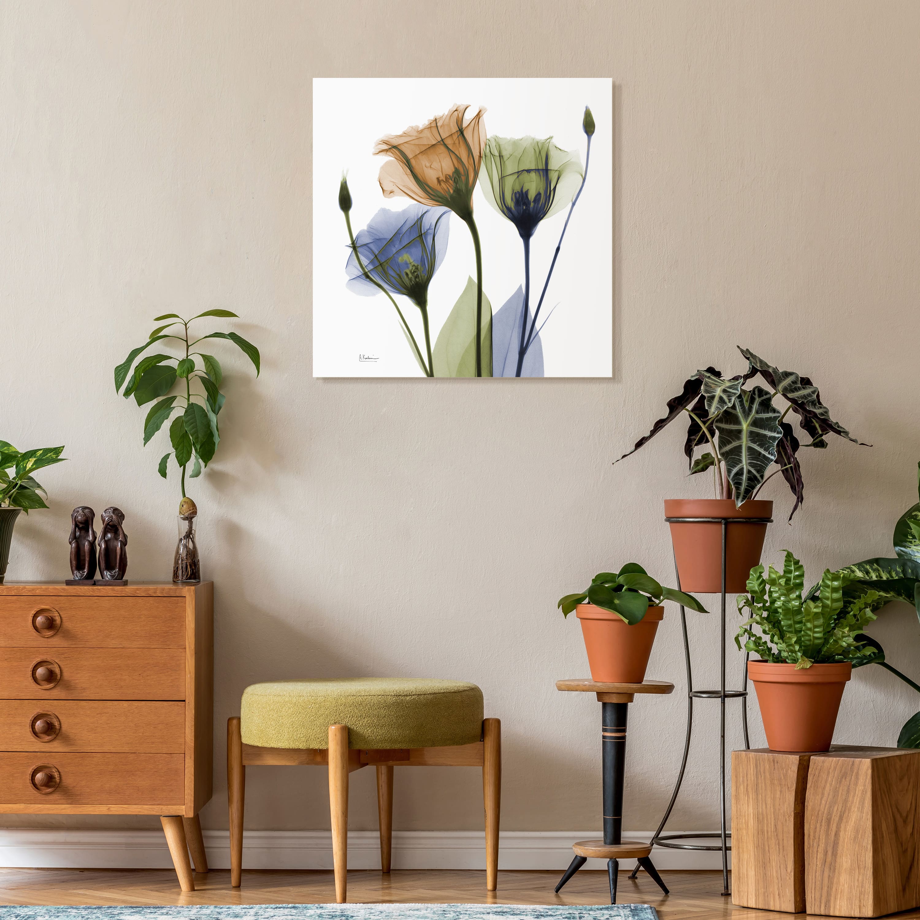 Empire Art Direct 24" x 24" Gentian Buddies Frameless Free Floating Printed Tempered Glass Wall Art