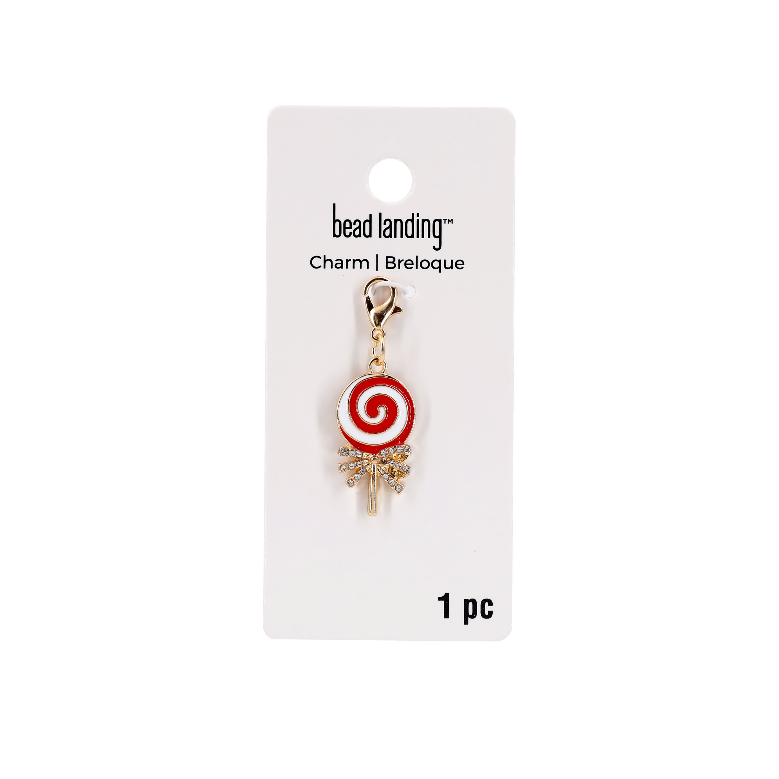 Red & White Swirl Lollipop Charm by Bead Landing™
