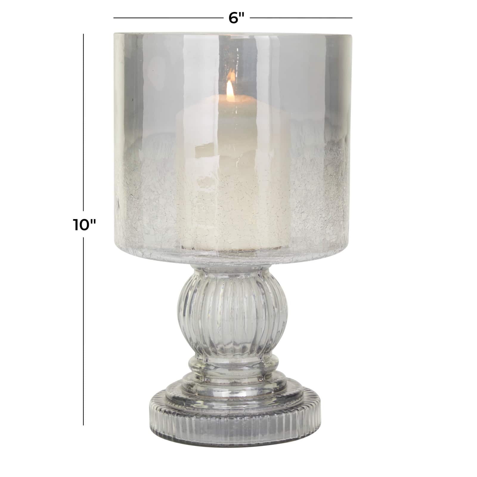 Black Glass Traditional Candle Holder, 10" x 6" x 6"