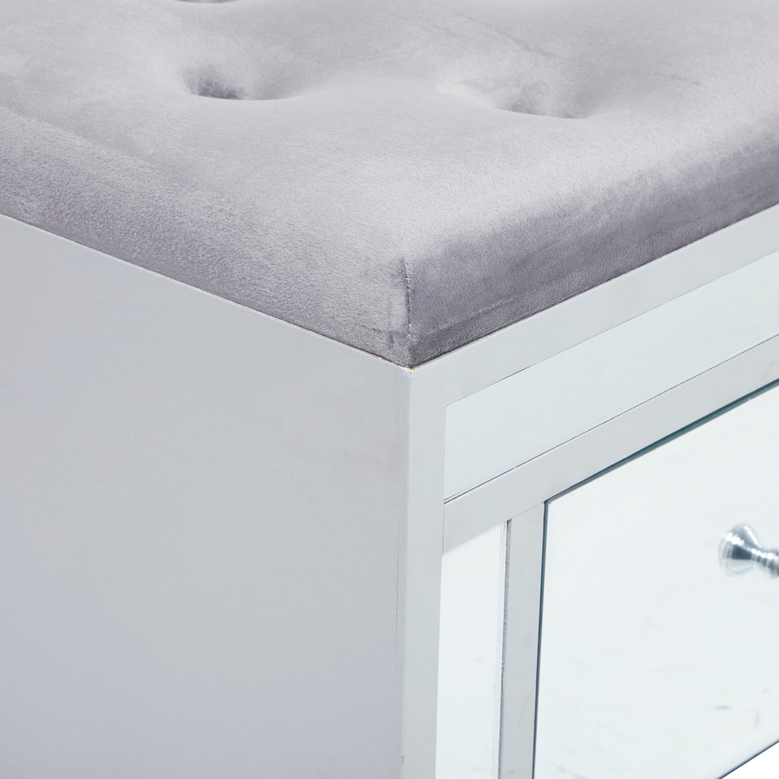 Grey Wood Glam Bench, 47" x 16" x 18"