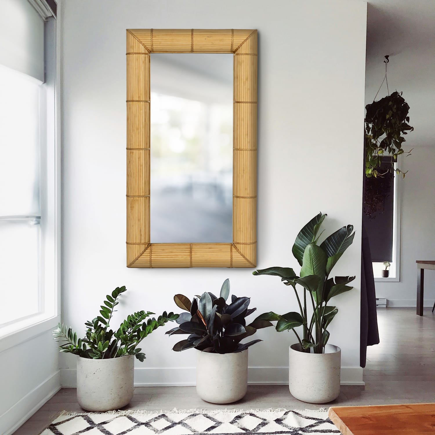 Hello Honey® 43" Natural Brown Bamboo Rectangular Wall Mirror