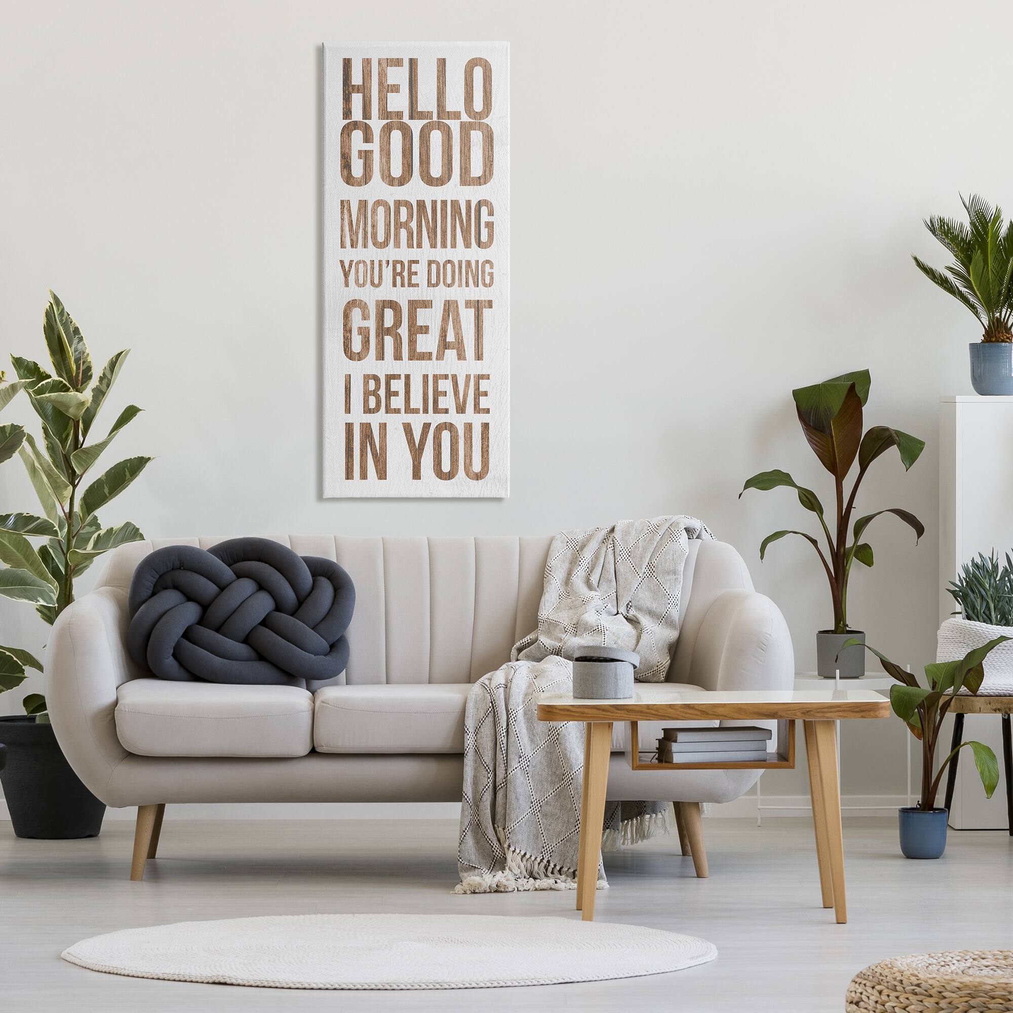 Stupell Industries Hello Good Morning I Believe In You Phraes Canvas Wall Art
