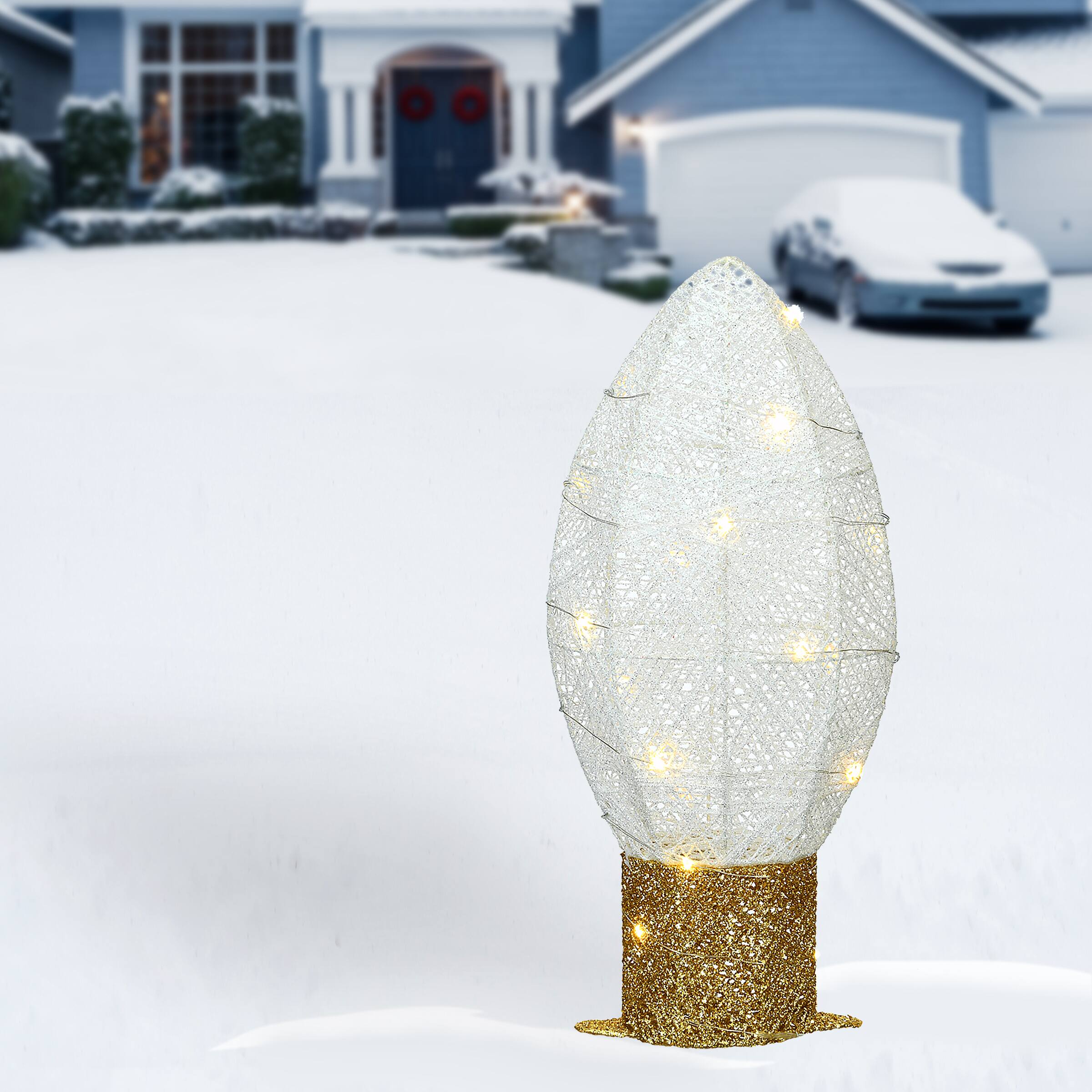 20" Pre-Lit LED White Christmas Light Bulb Decoration