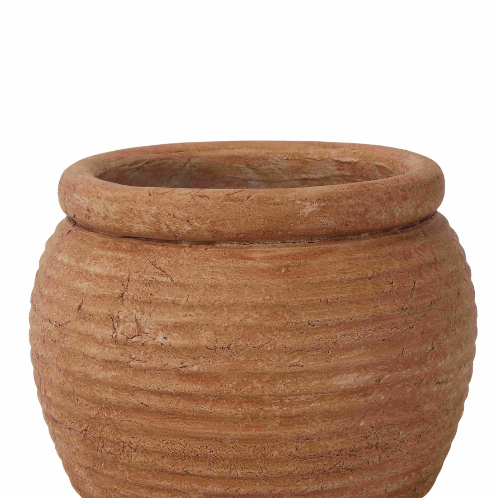 7" Terra Cotta Ridged Round Ceramic Container by Ashland®