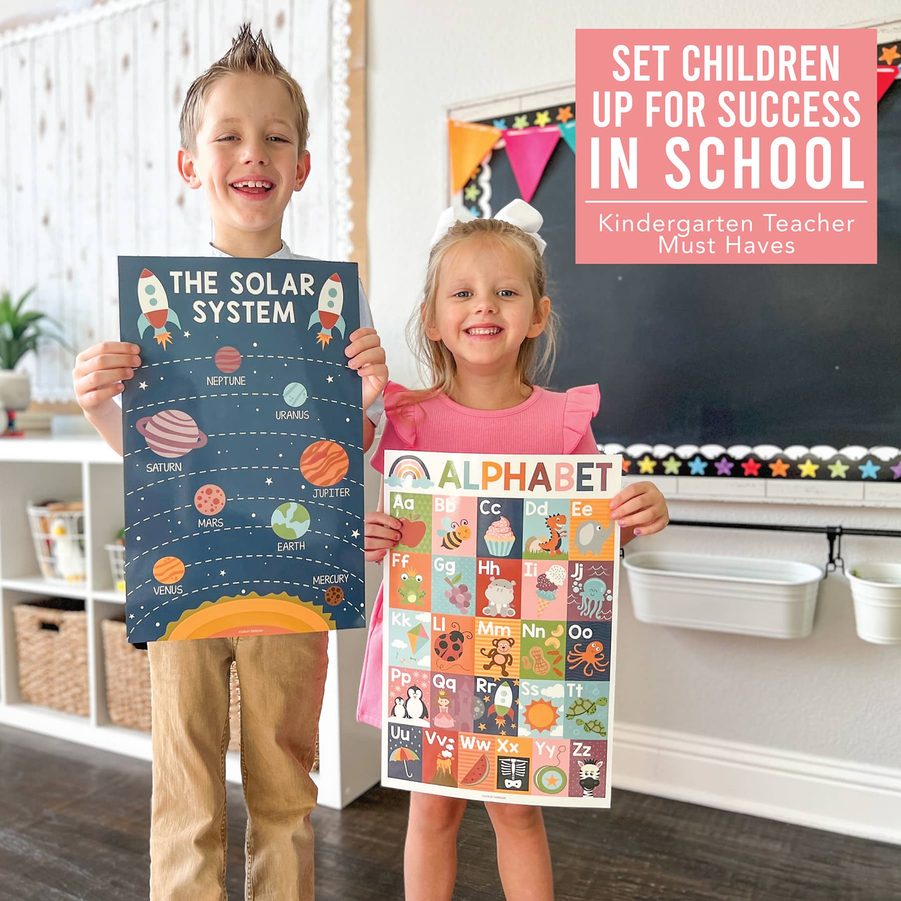 Hadley Designs 11" x 17" Boho Preschool Educational Laminated Posters for Toddlers Set