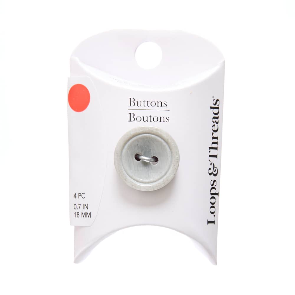 18mm Gray Double Rim Round Buttons, 4ct. by Loops & Threads®