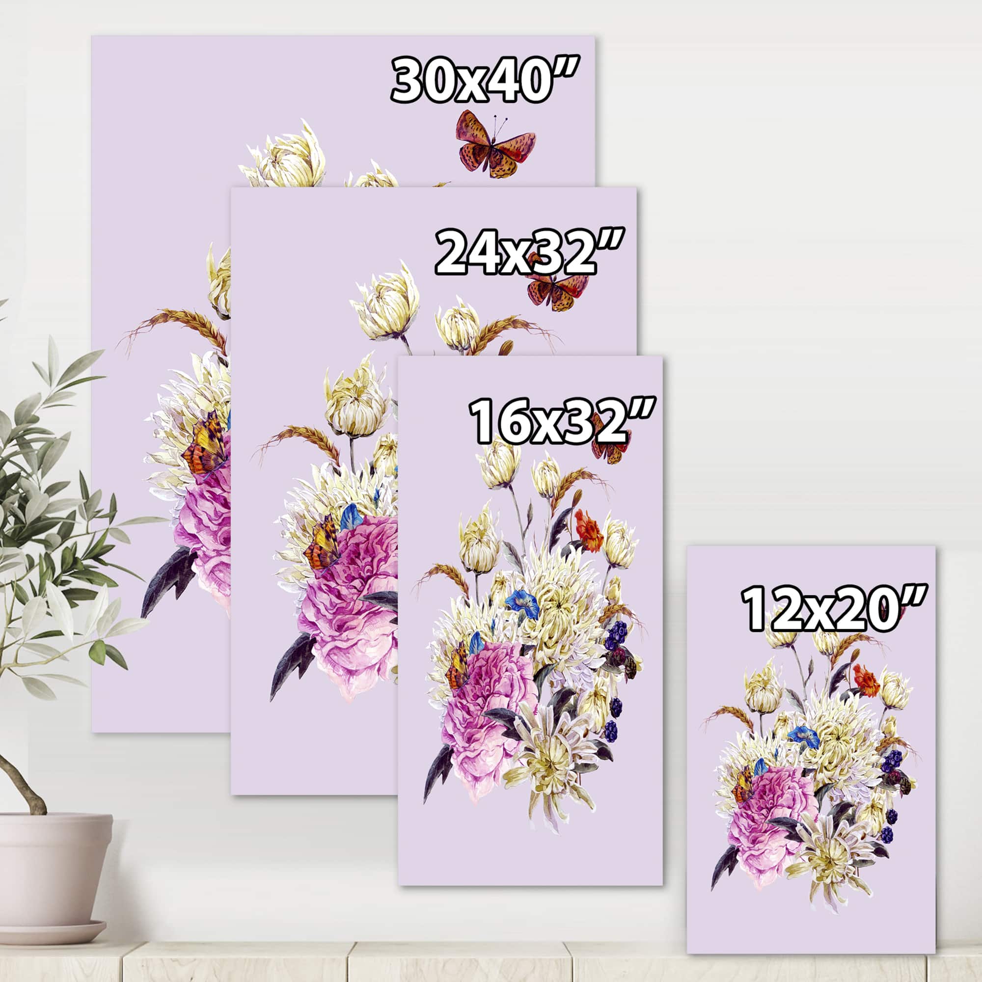 Designart - Vintage Bouquet With Chrysanthemums I - Traditional Canvas Wall Art Print