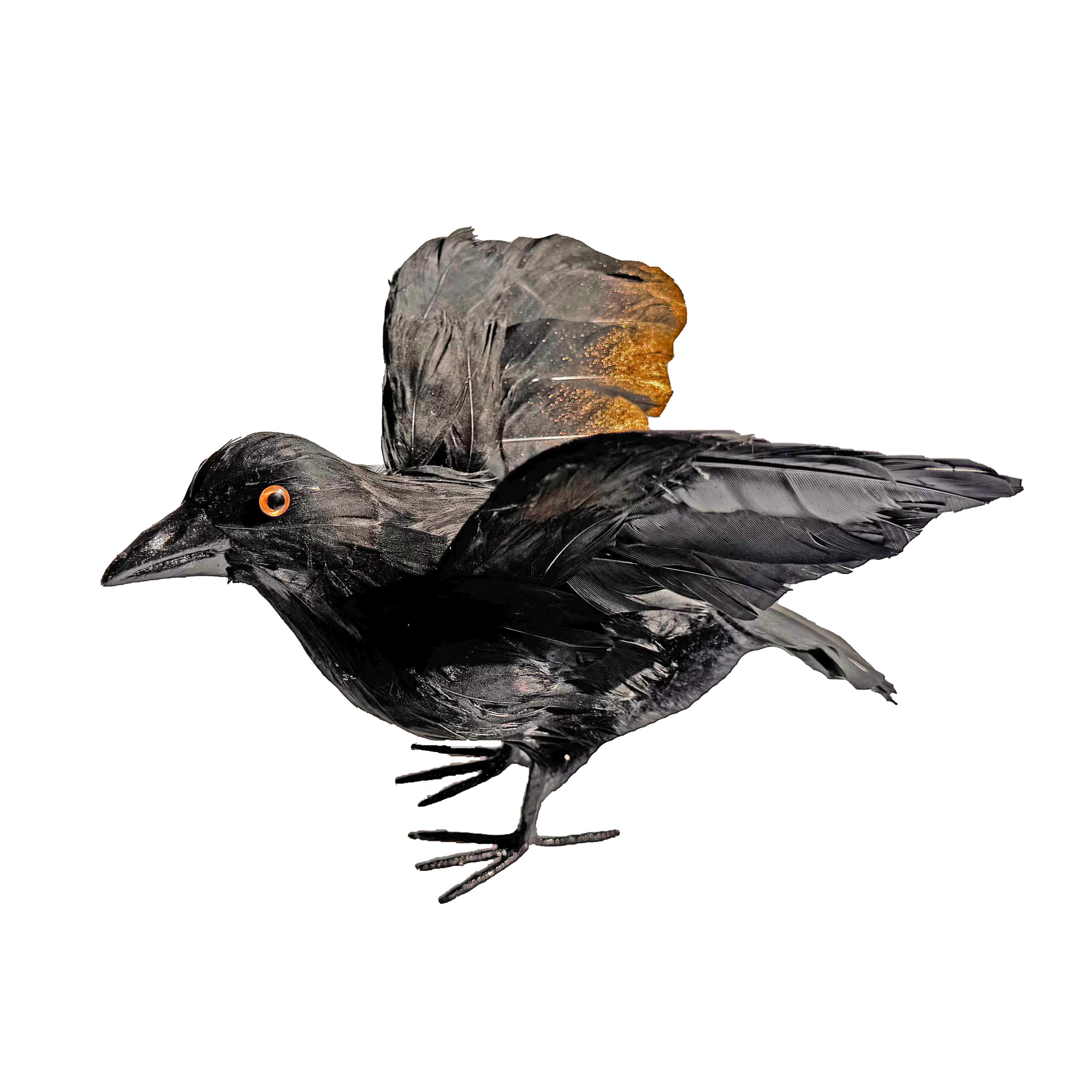 8.5" Iridescent Black Flying Crow Décor by Ashland®