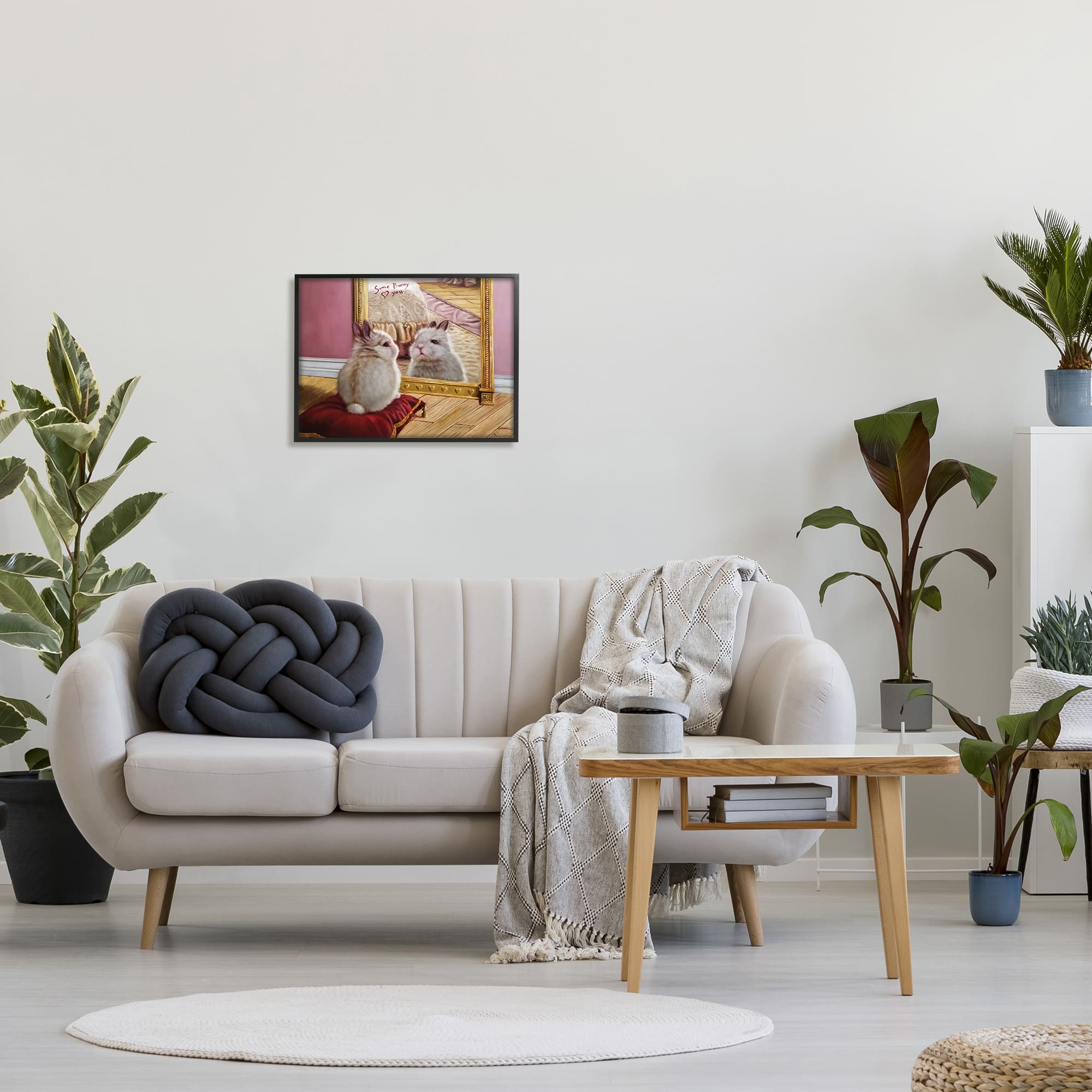 Stupell Industries Some Bunny Loves You Adorable Rabbit in Mirror in Frame Wall Art