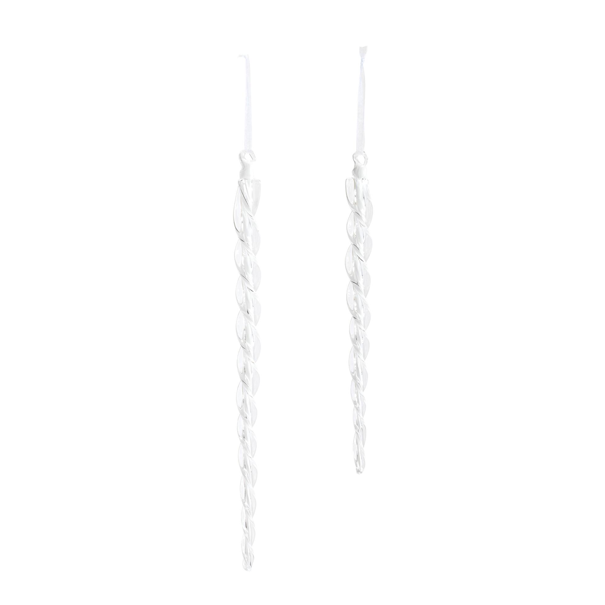 Melrose Clear Glass Icicle Ornaments Set