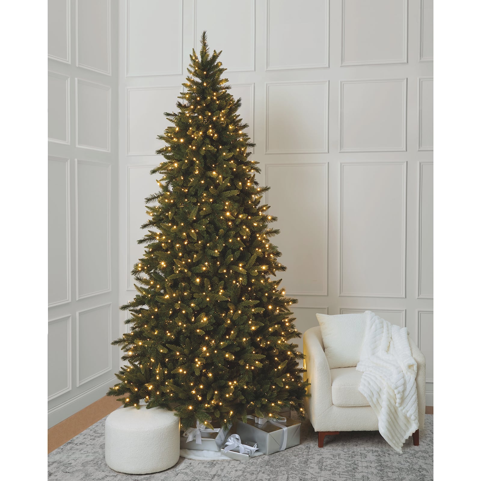 9ft. Pre-Lit Glendale Spruce Artificial Christmas Tree, Quick Set® LumaDazzle® Colour Changing Twinkle LED Lights by Ashland®