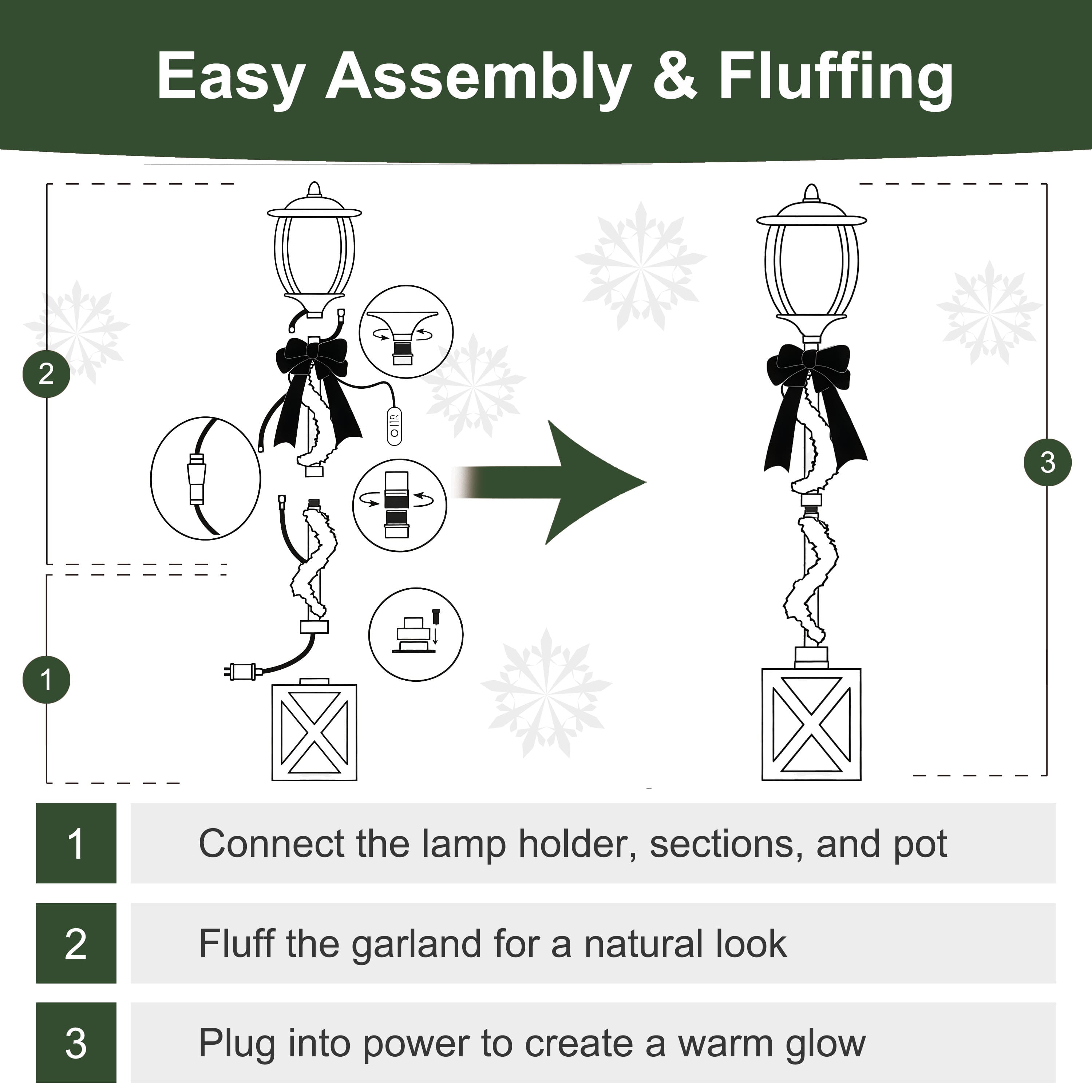 Puleo International 7ft. Pre-Lit Lamp Post with Warm White Twinkling LED Lights Christmas Holiday Décor