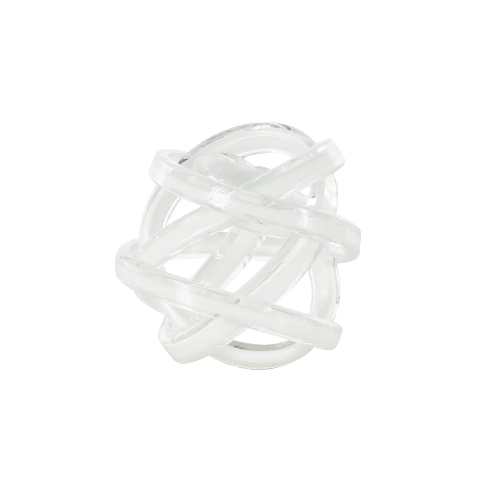 7" White Glass Knot Twisted Sculpture