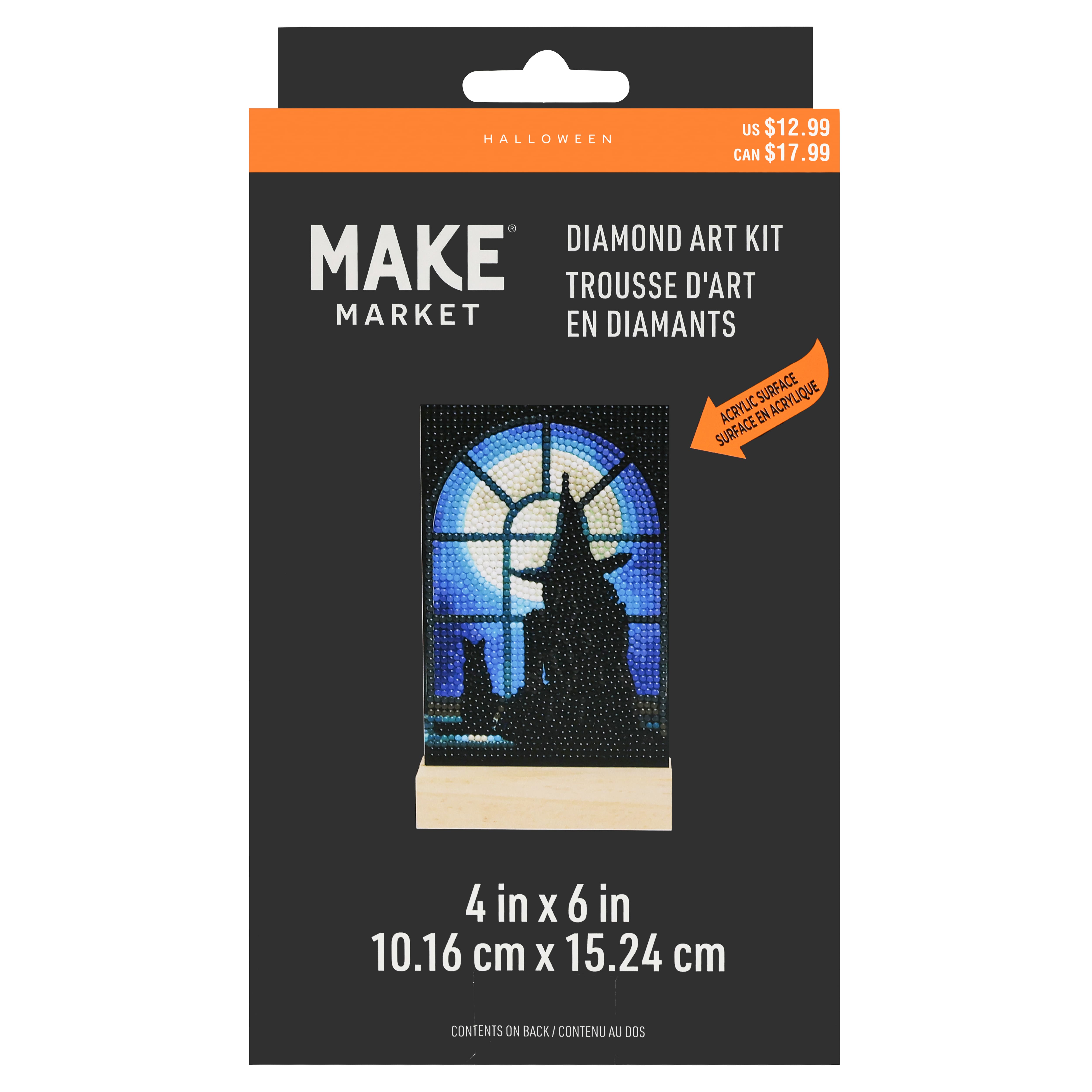 4" x 6" Witch Acrylic Surface Diamond Art Kit with Wood Stand by Make Market®