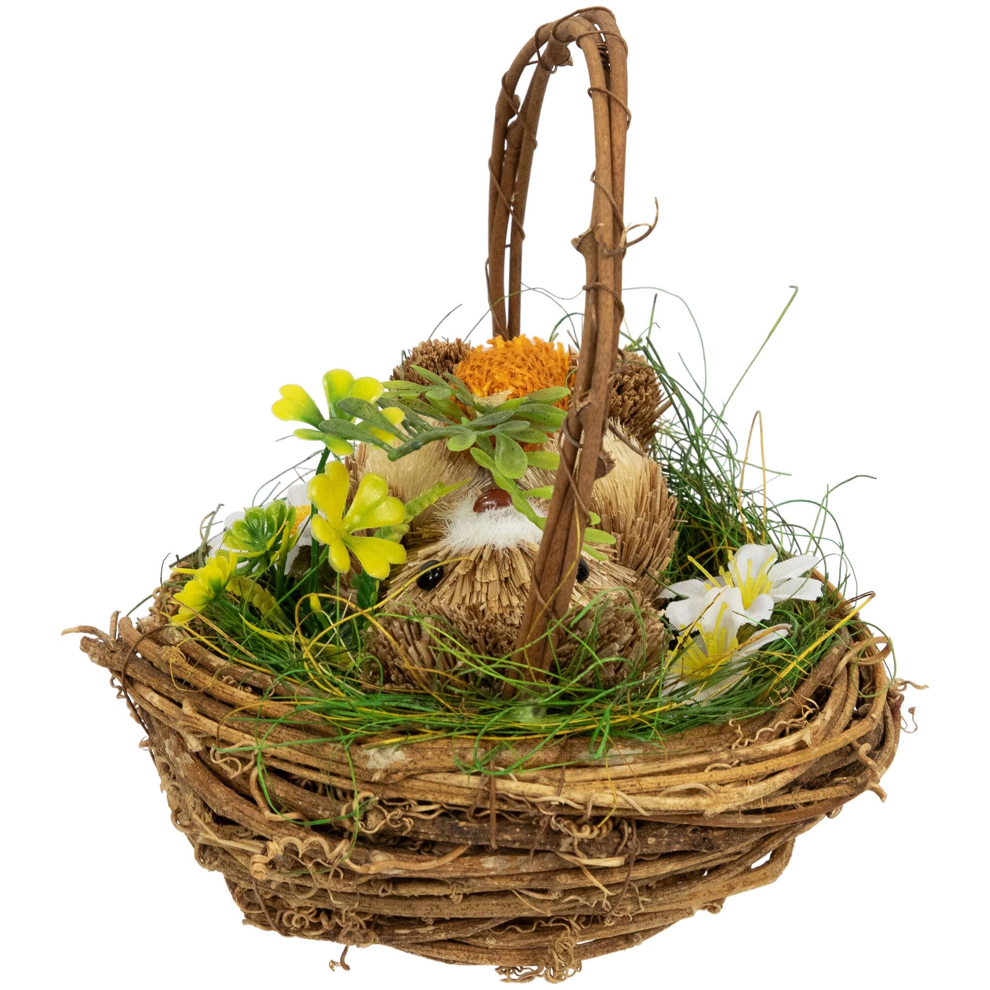 6.5" Bunny in Woven Basket Easter Décor