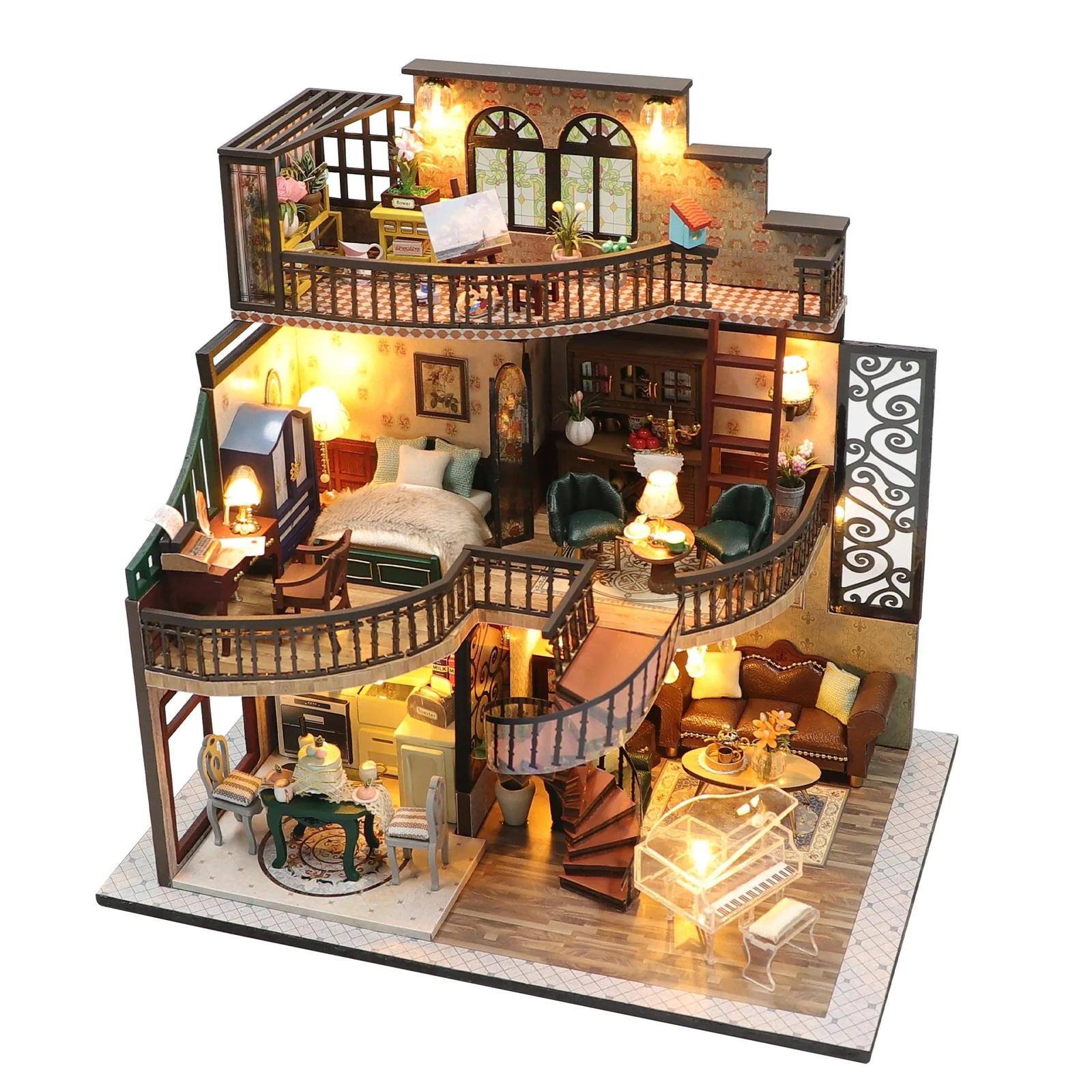 Wizardi House in English Style Miniature Dollhouse Roombox Kit