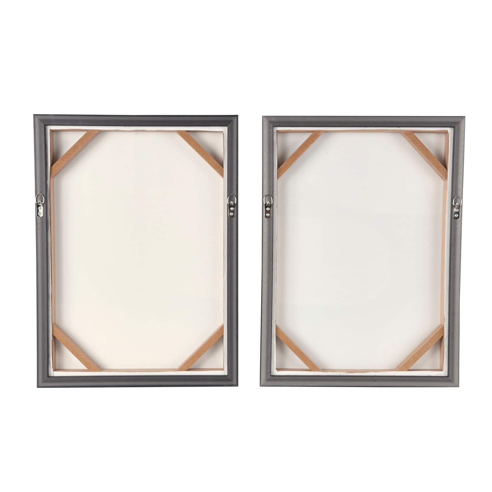 Wooden Geometric Mixed Media Home Wall Décor with Black Frames, Pack of 2