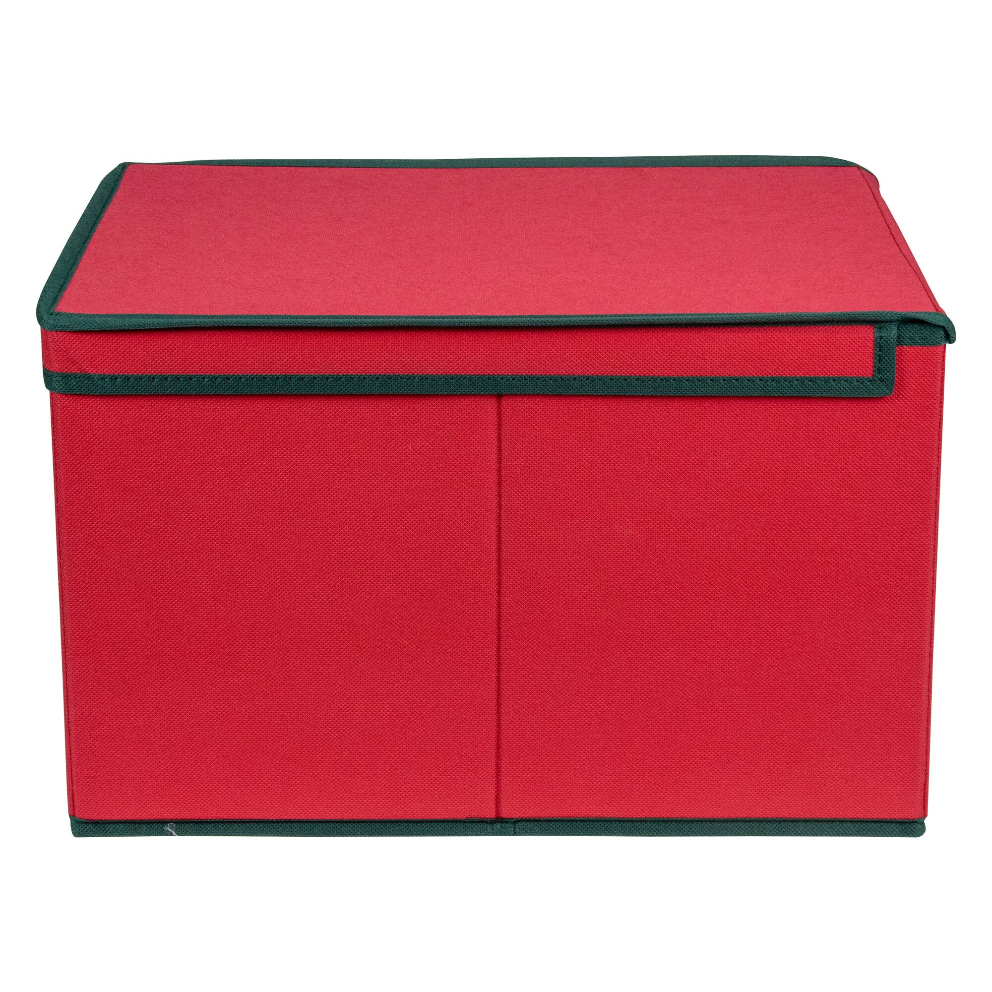 16" Red And Green Collapsible Christmas Decoration Storage Box