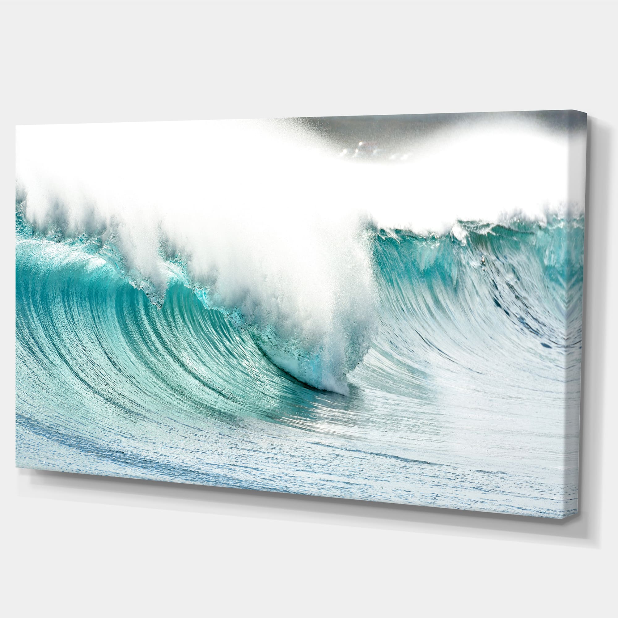 Designart - Massive Blue Waves Breaking Beach - Seashore Canvas Art Print