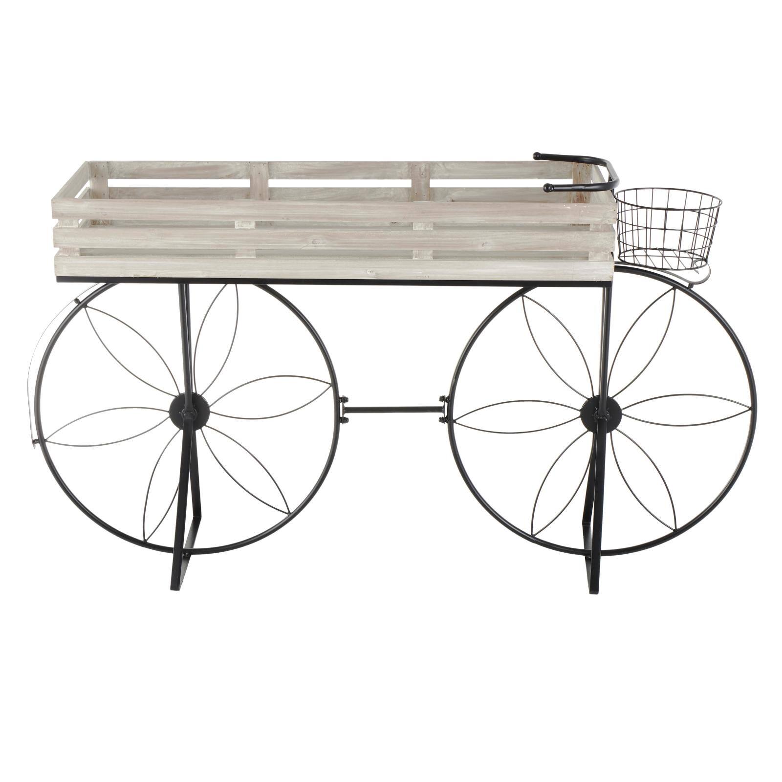 56" Cream Metal Floral Plantstand