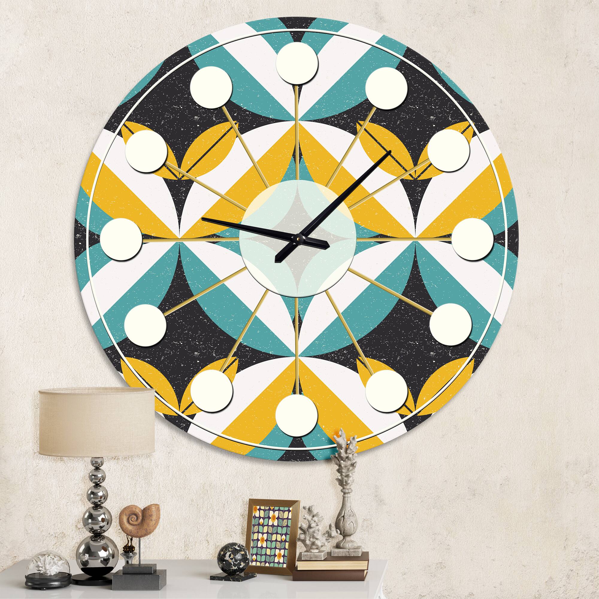 Designart 'Retro Abstract Design Vii Mid-Century Modern Wall Clock