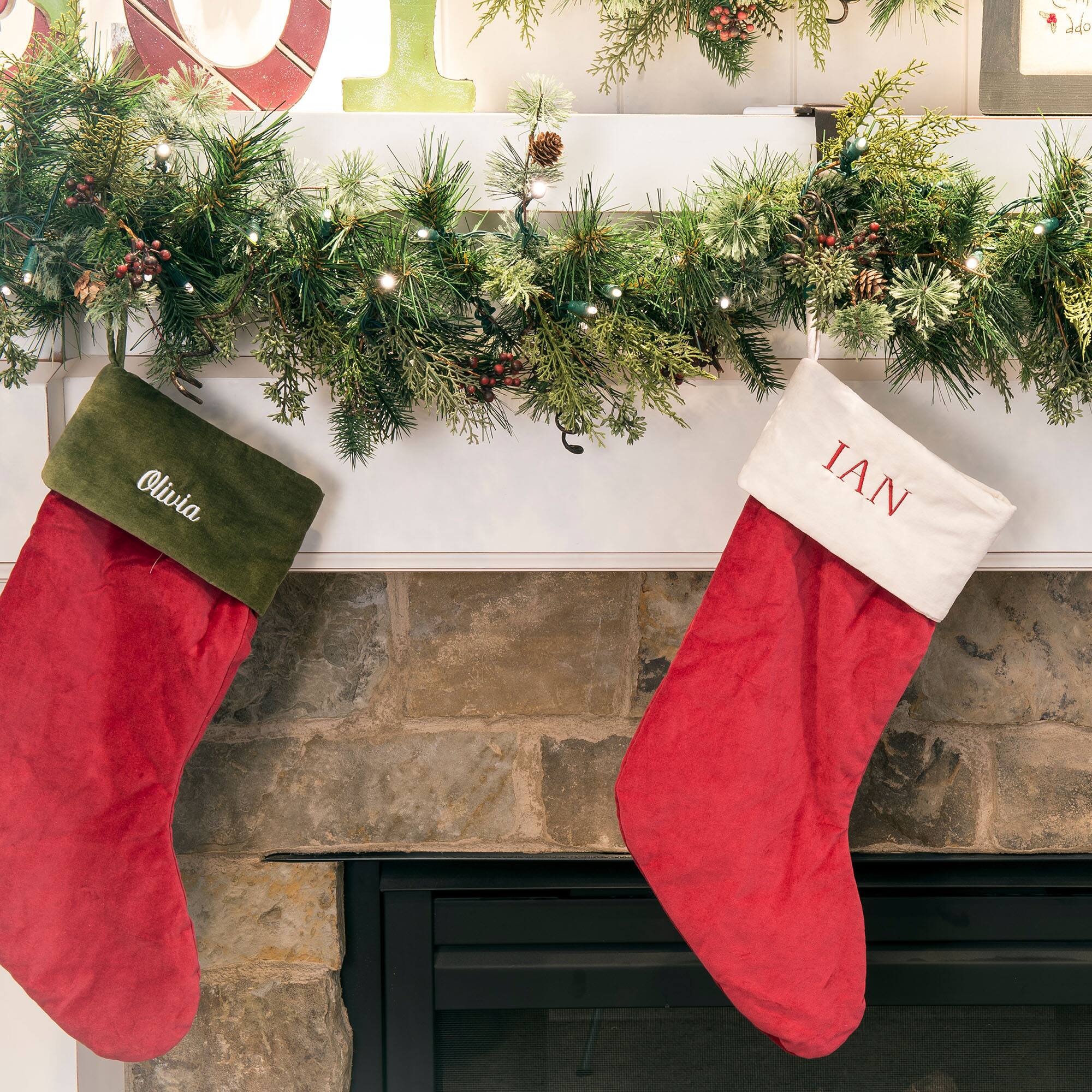 Village Lighting Mantle Garland & Stocking Hanger