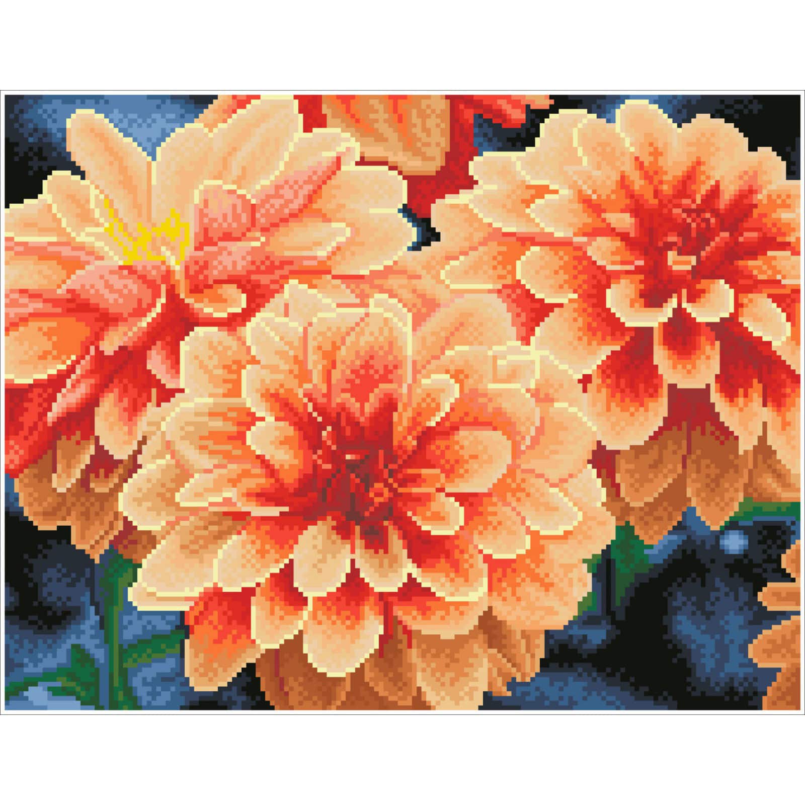 Diamond Dotz® Intermediate Peach Dahlias Pre-Framed Diamond Painting Kit