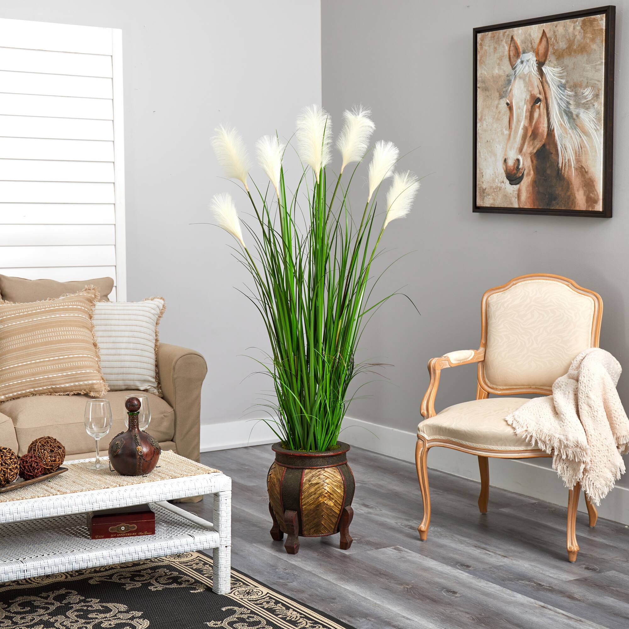 5.25ft. Wheat Plume Grass Plant in Decorative Planter
