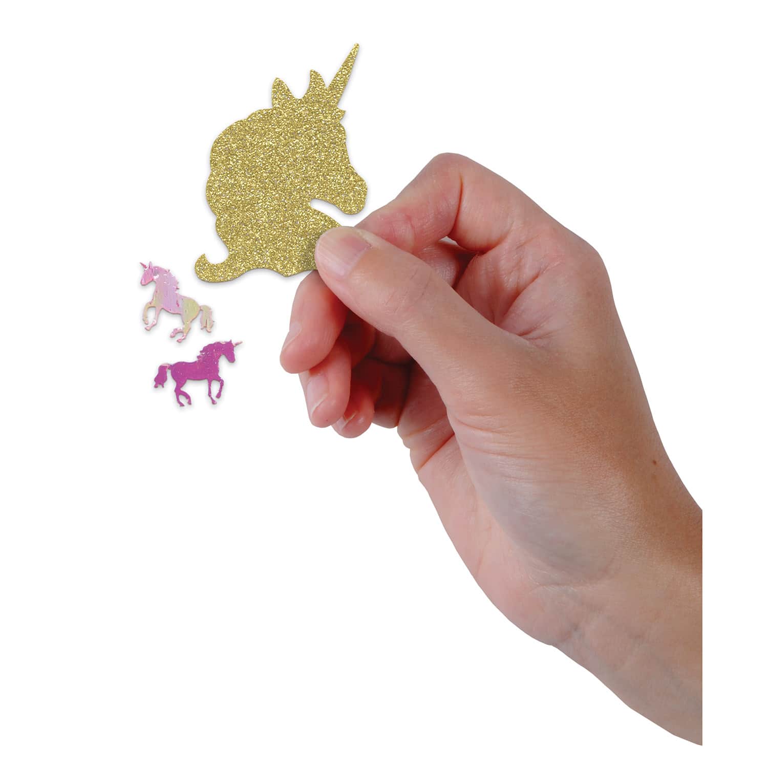 Beistle 1oz. Gold & Pink Unicorn Deluxe Sparkle Confetti Packs, 2ct.